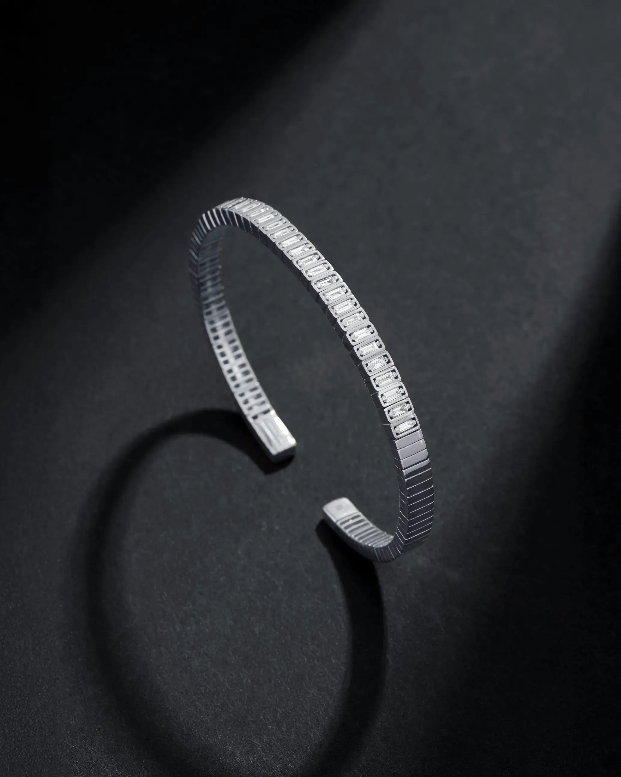Suzanne Kalan Inlay Small Vertical Diamond Bangle in 18k white gold