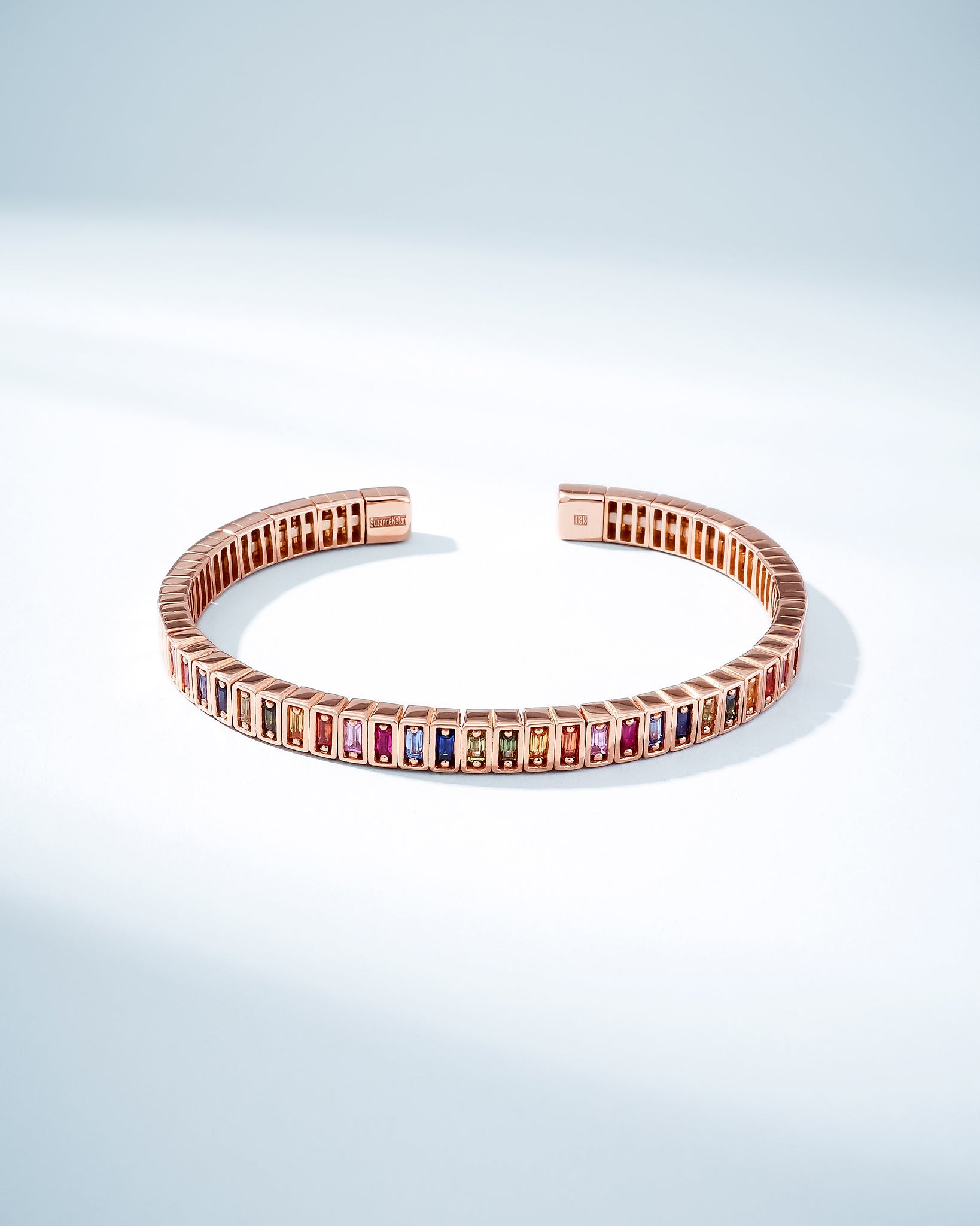 Suzanne Kalan Inlay Rainbow Sapphire Bangle in 18k rose gold