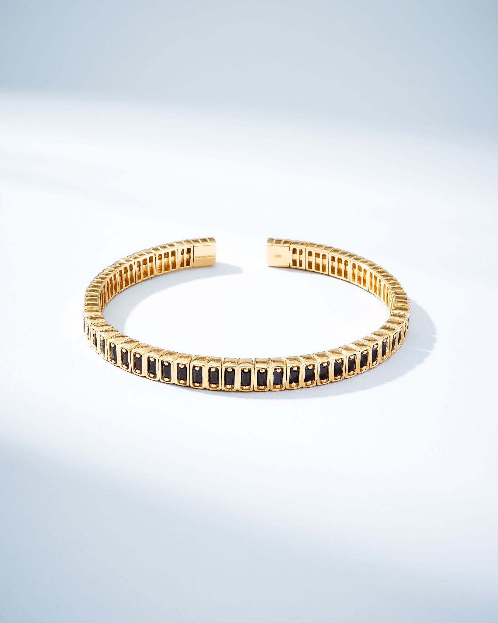 Suzanne Kalan Inlay Black Sapphire Bangle in 18k yellow gold