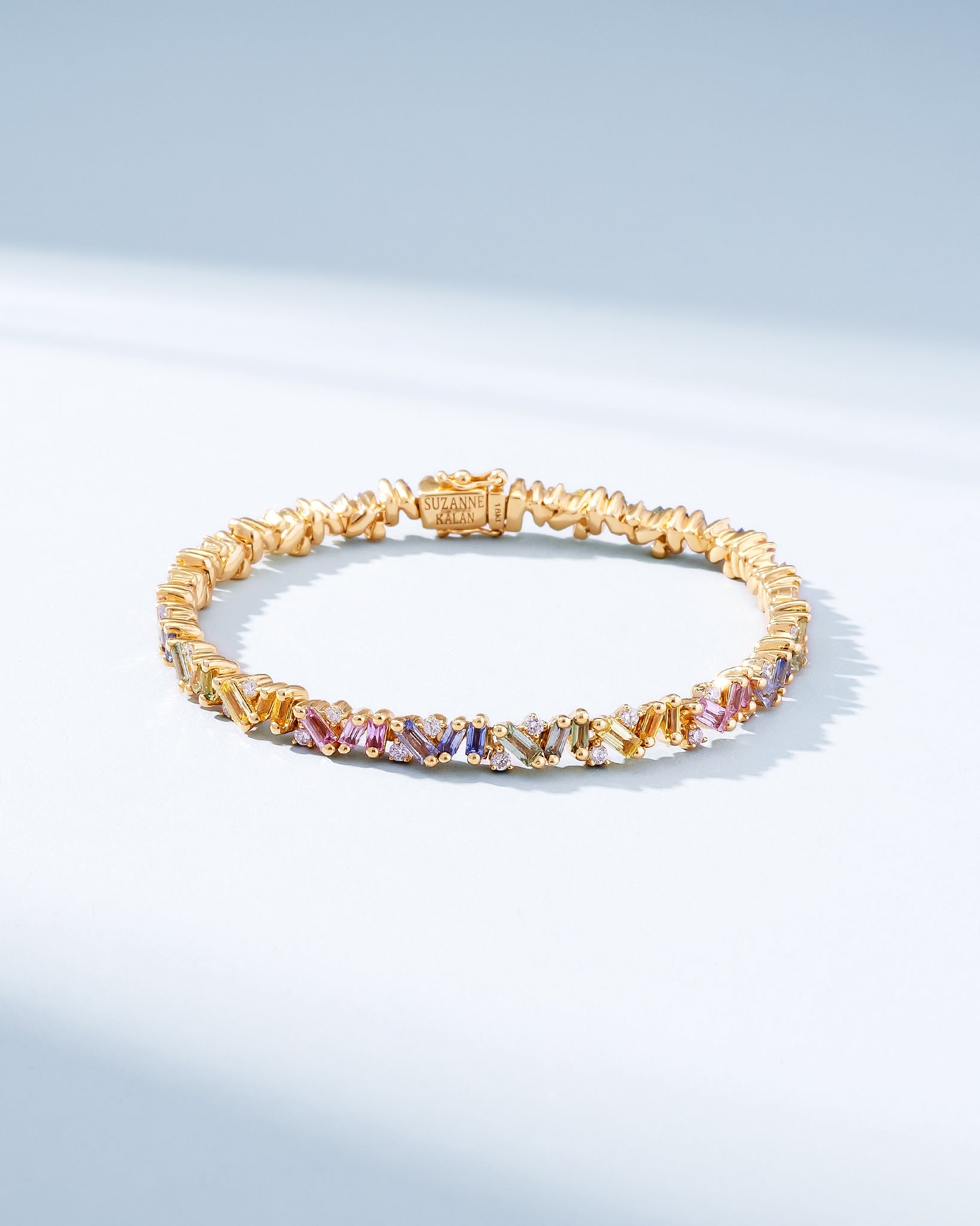 Suzanne Kalan Frenzy Pastel Sapphire Tennis Bracelet in 18k yellow gold