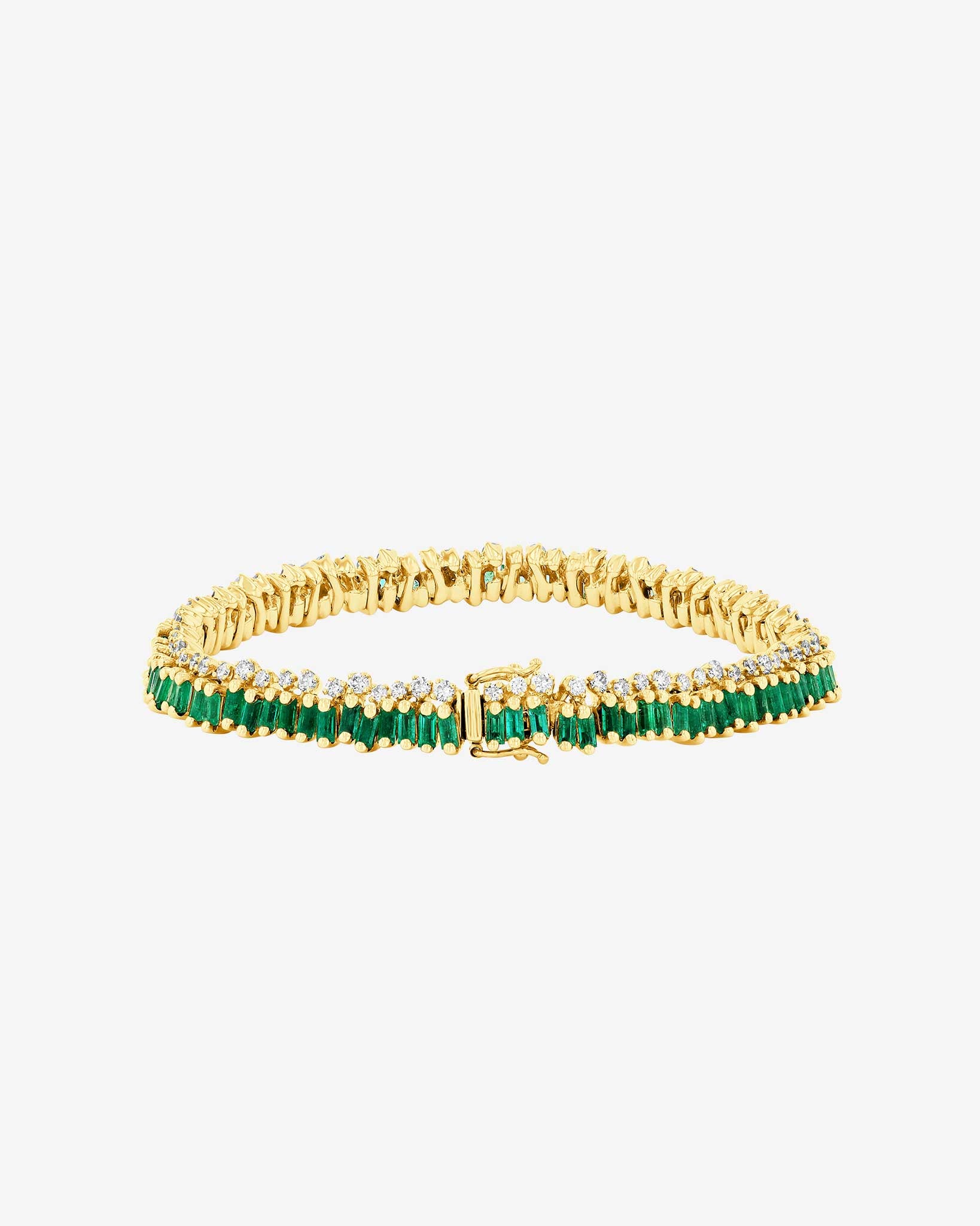 Suzanne Kalan Short Stack Emerald Tennis Bracelet in 18k yellow gold