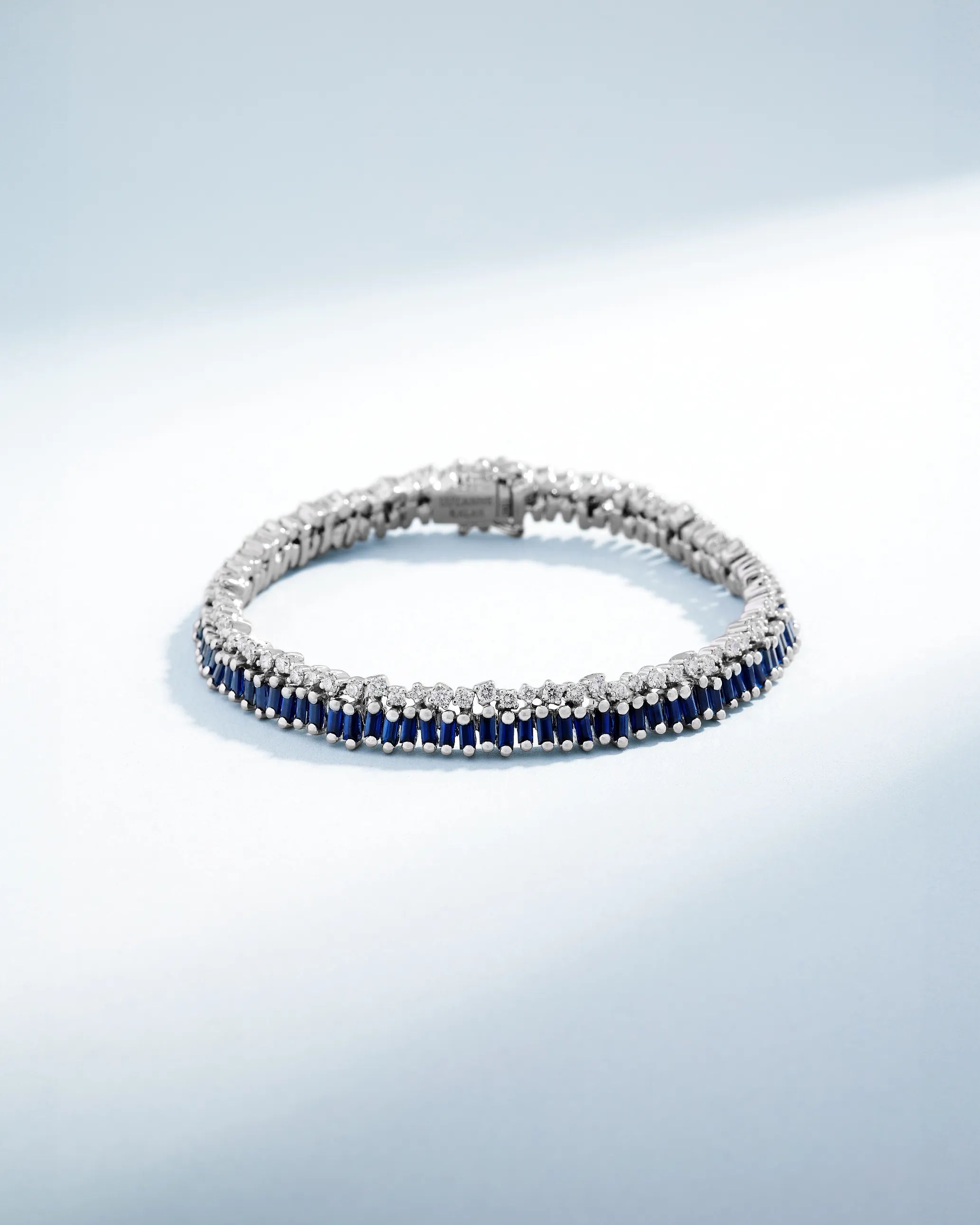 Suzanne Kalan Short Stack Dark Blue Sapphire Tennis Bracelet in 18k white gold