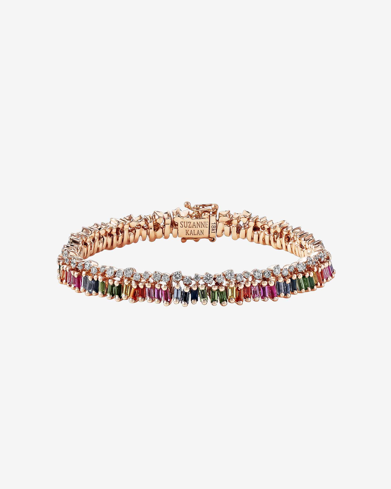 Suzanne Kalan Short Stack Rainbow Sapphire Tennis Bracelet in 18k rose gold