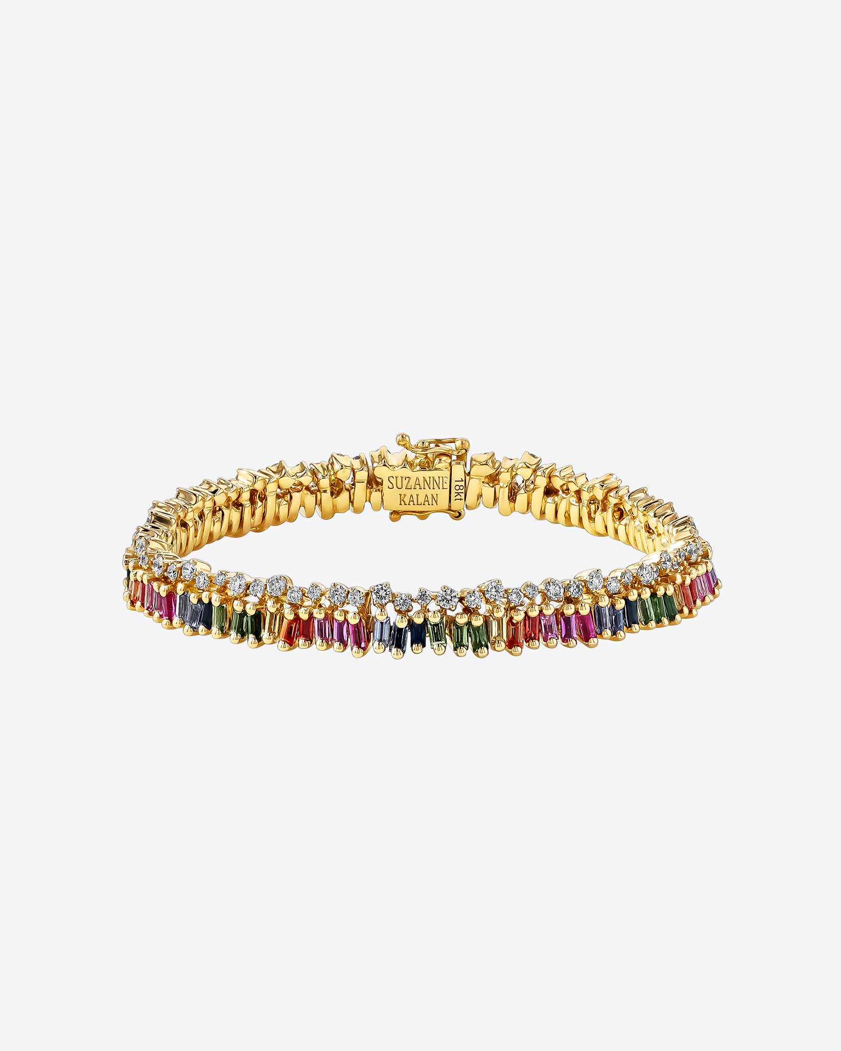 Suzanne Kalan Short Stack Rainbow Sapphire Tennis Bracelet in 18k yellow gold