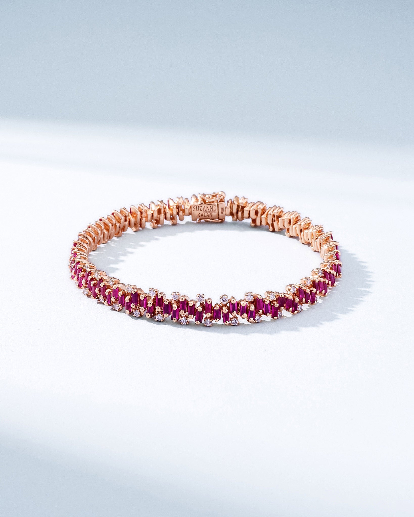 Suzanne Kalan Shimmer Ruby Tennis Bracelet in 18k rose gold