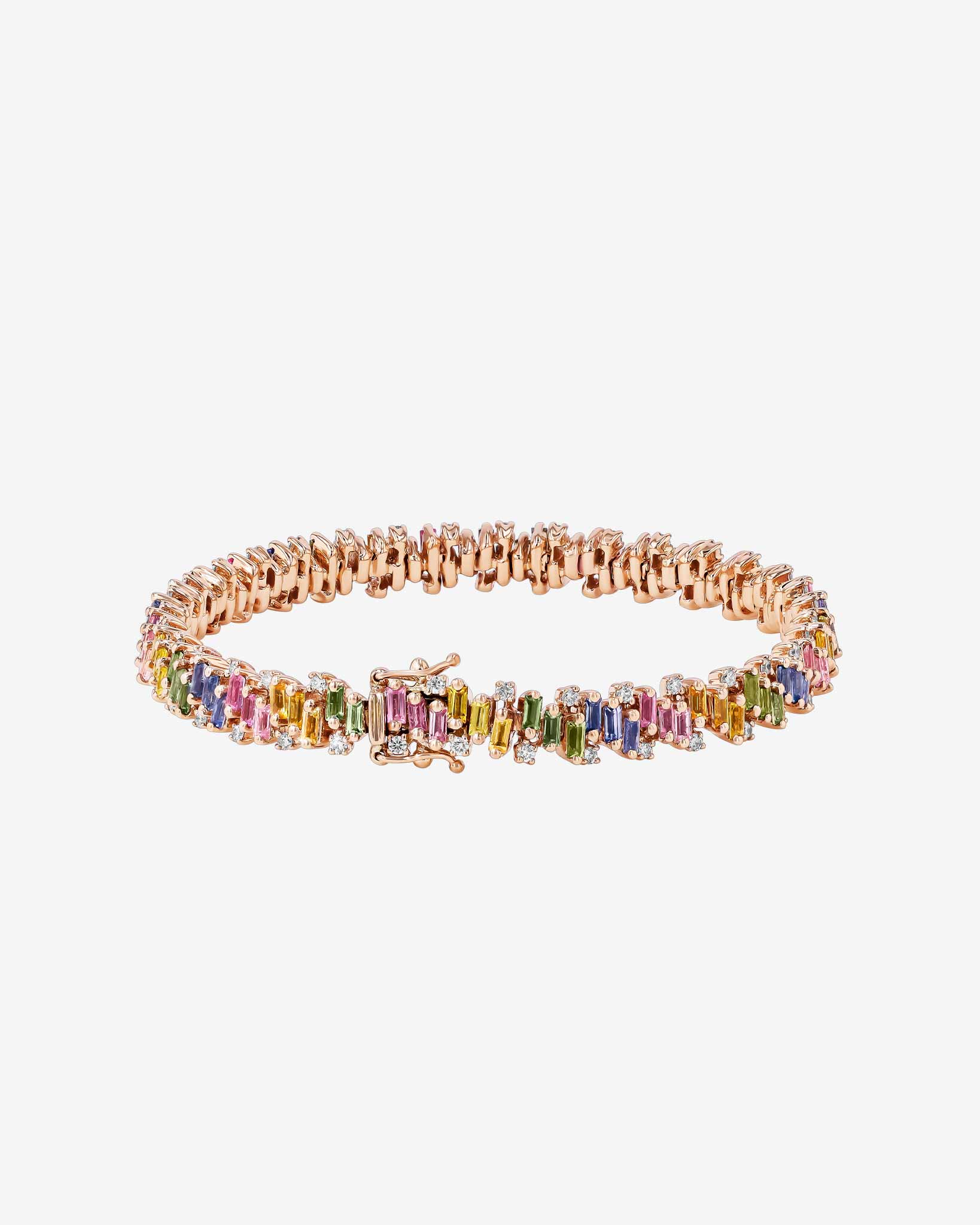 Suzanne Kalan Shimmer Pastel Sapphire Tennis Bracelet in 18k rose gold