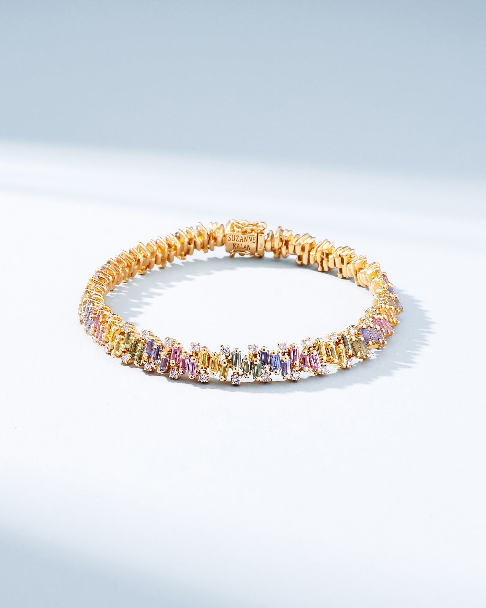 Suzanne Kalan Shimmer Pastel Sapphire Tennis Bracelet in 18k yellow gold