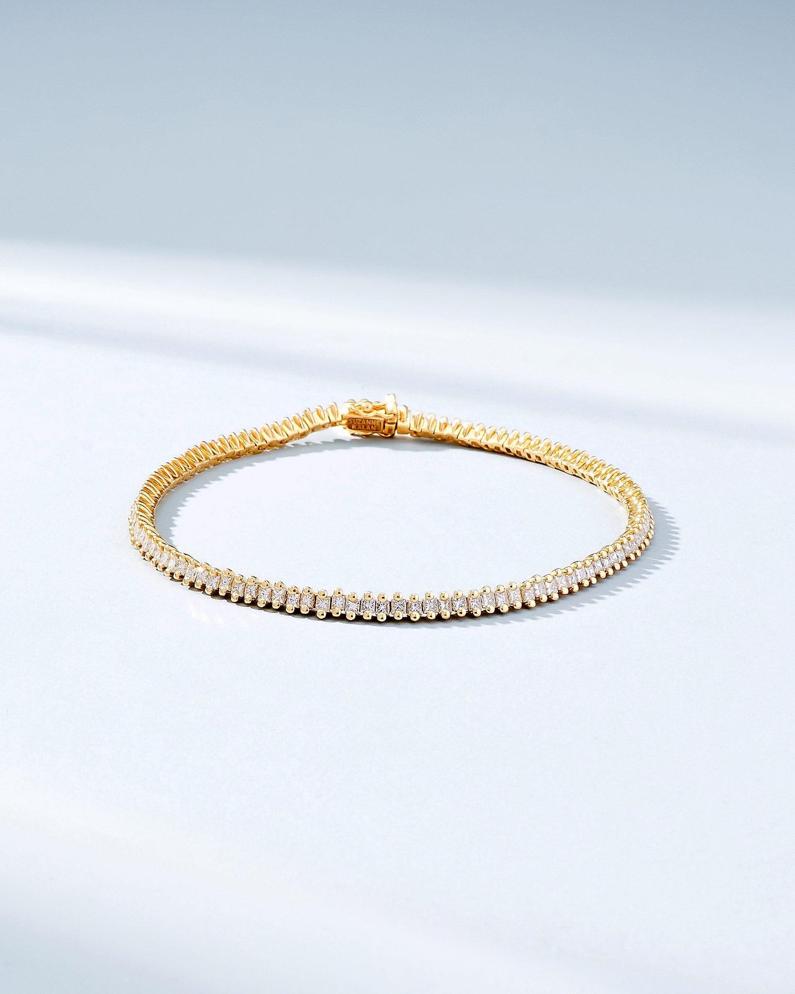 Suzanne Kalan Princess Mini Diamond Tennis Bracelet in 18k yellow gold