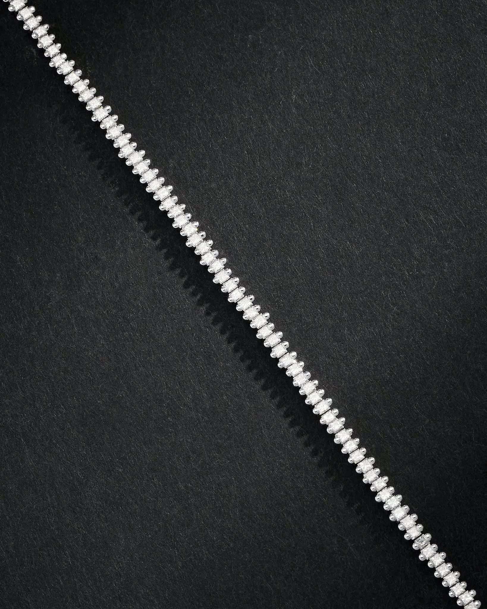 Suzanne Kalan Men's Princess Mini Diamond Tennis Bracelet in 18k white gold