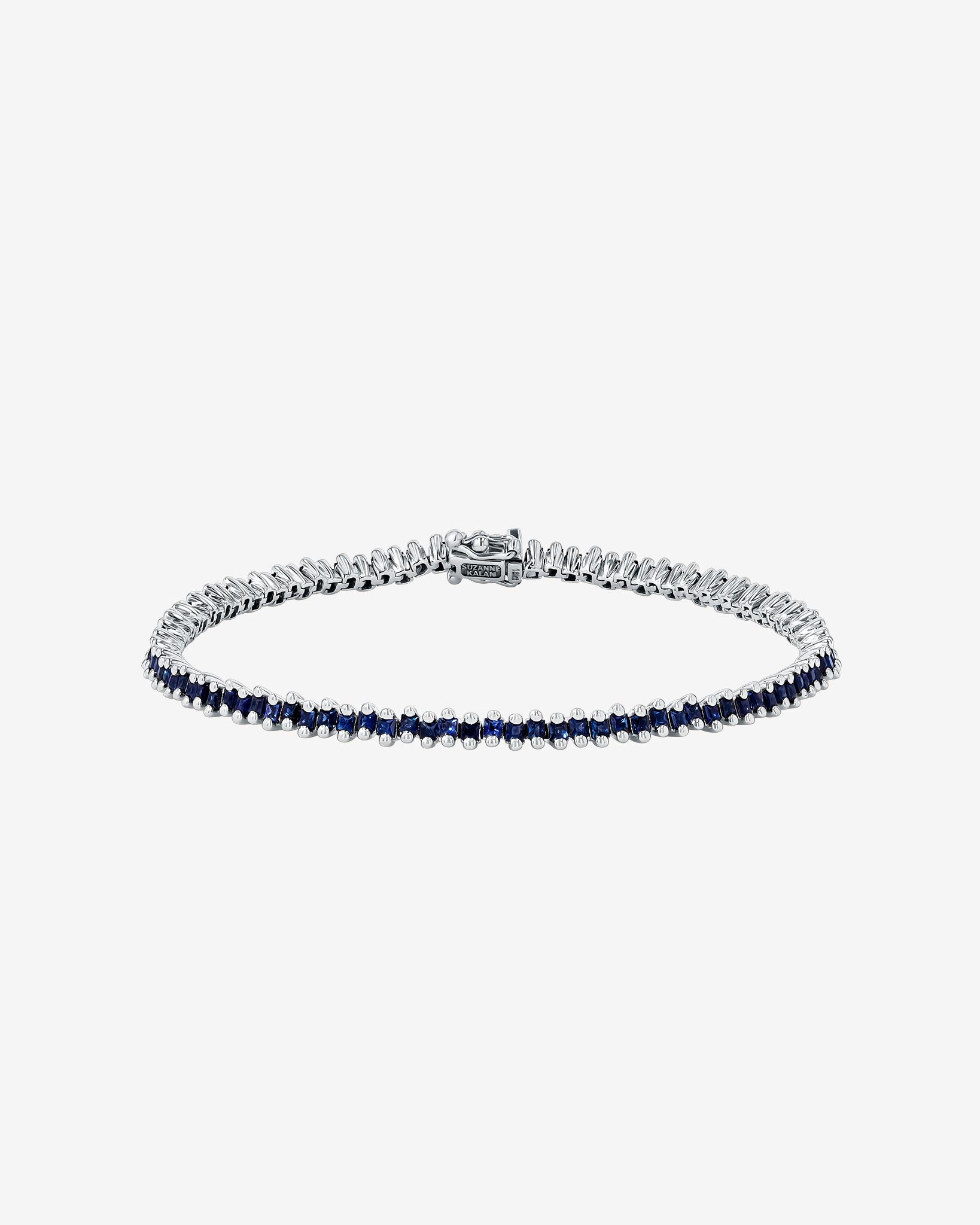 Suzanne Kalan Princess Mini Dark Blue Sapphire Tennis Bracelet in 18k white gold