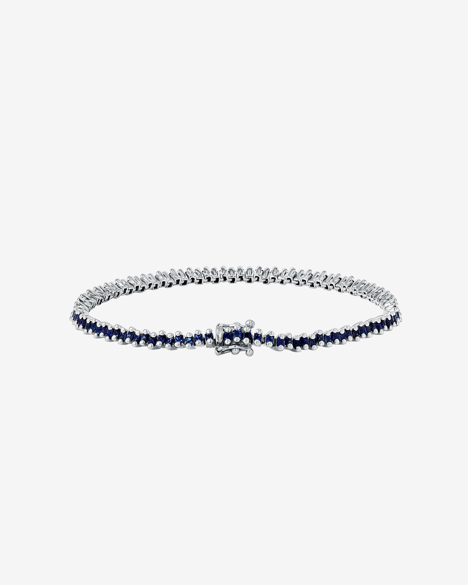 Suzanne Kalan Princess Mini Dark Blue Sapphire Tennis Bracelet in 18k white gold