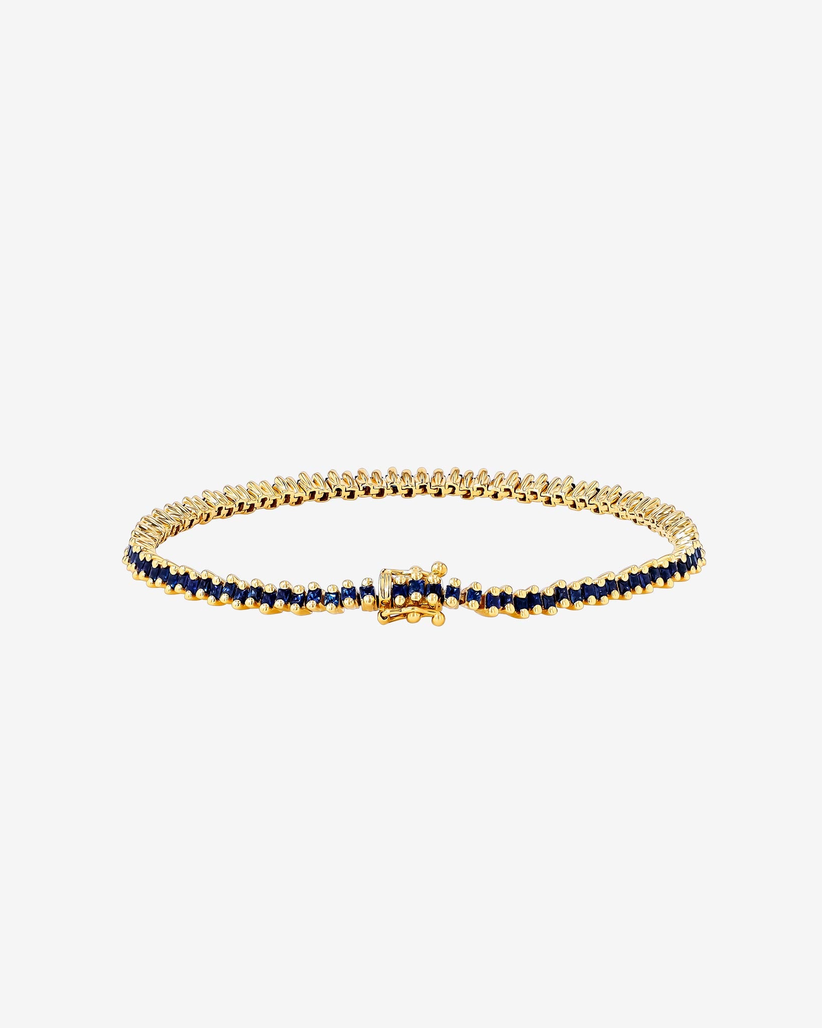 Suzanne Kalan Princess Mini Dark Blue Sapphire Tennis Bracelet in 18k yellow gold