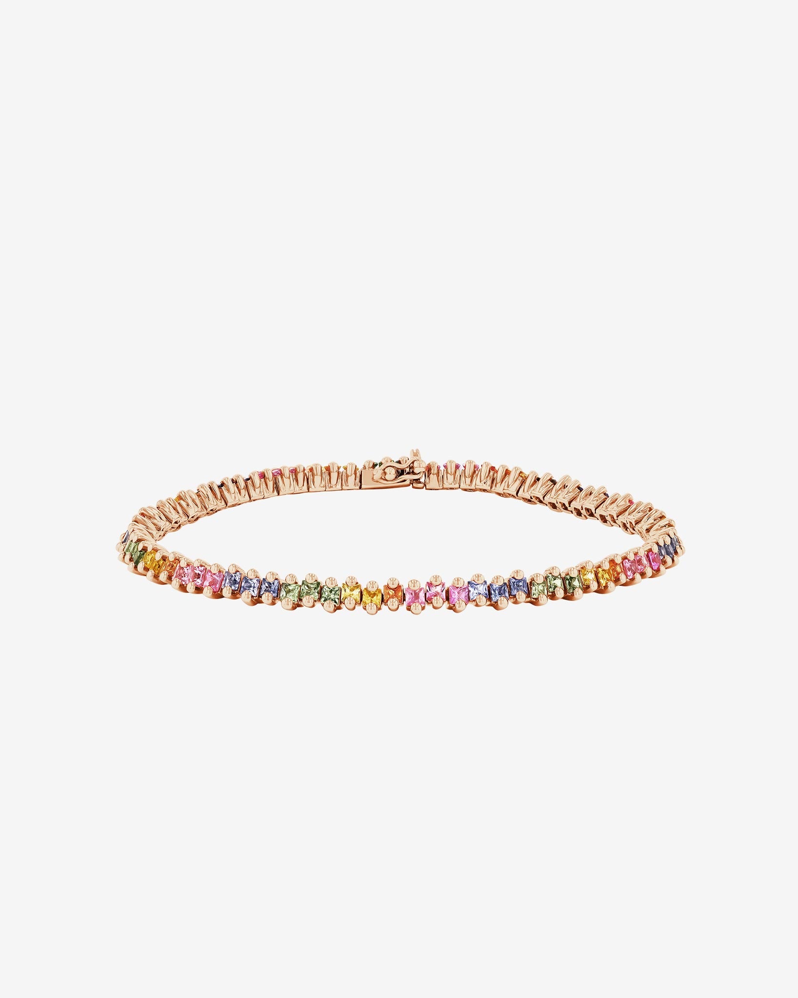 Suzanne Kalan Princess Midi Pastel Sapphire Tennis Bracelet in 18k rose gold