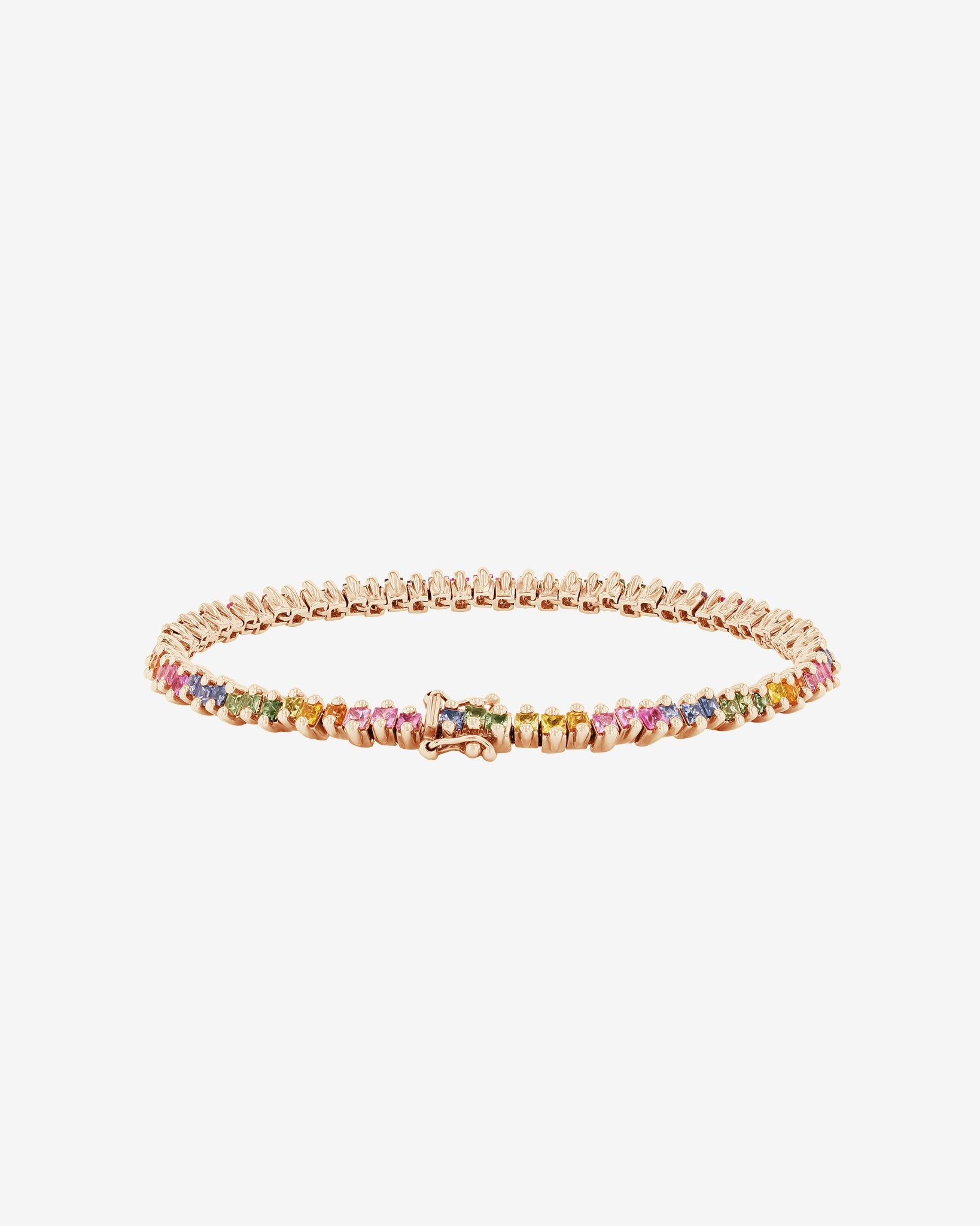 Suzanne Kalan Princess Midi Pastel Sapphire Tennis Bracelet in 18k rose gold