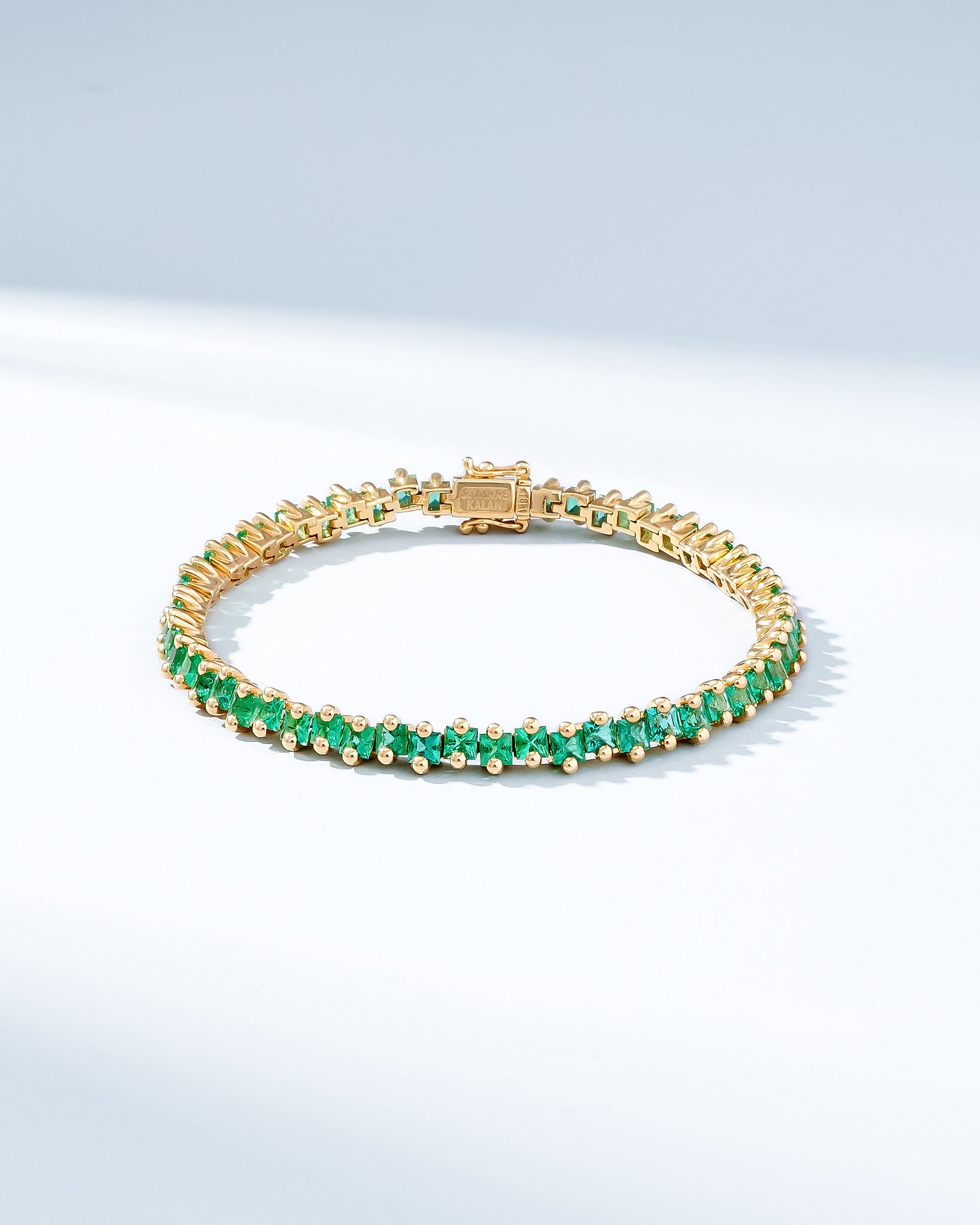 Suzanne Kalan Princess Milli Emerald Tennis Bracelet in 18k yellow gold