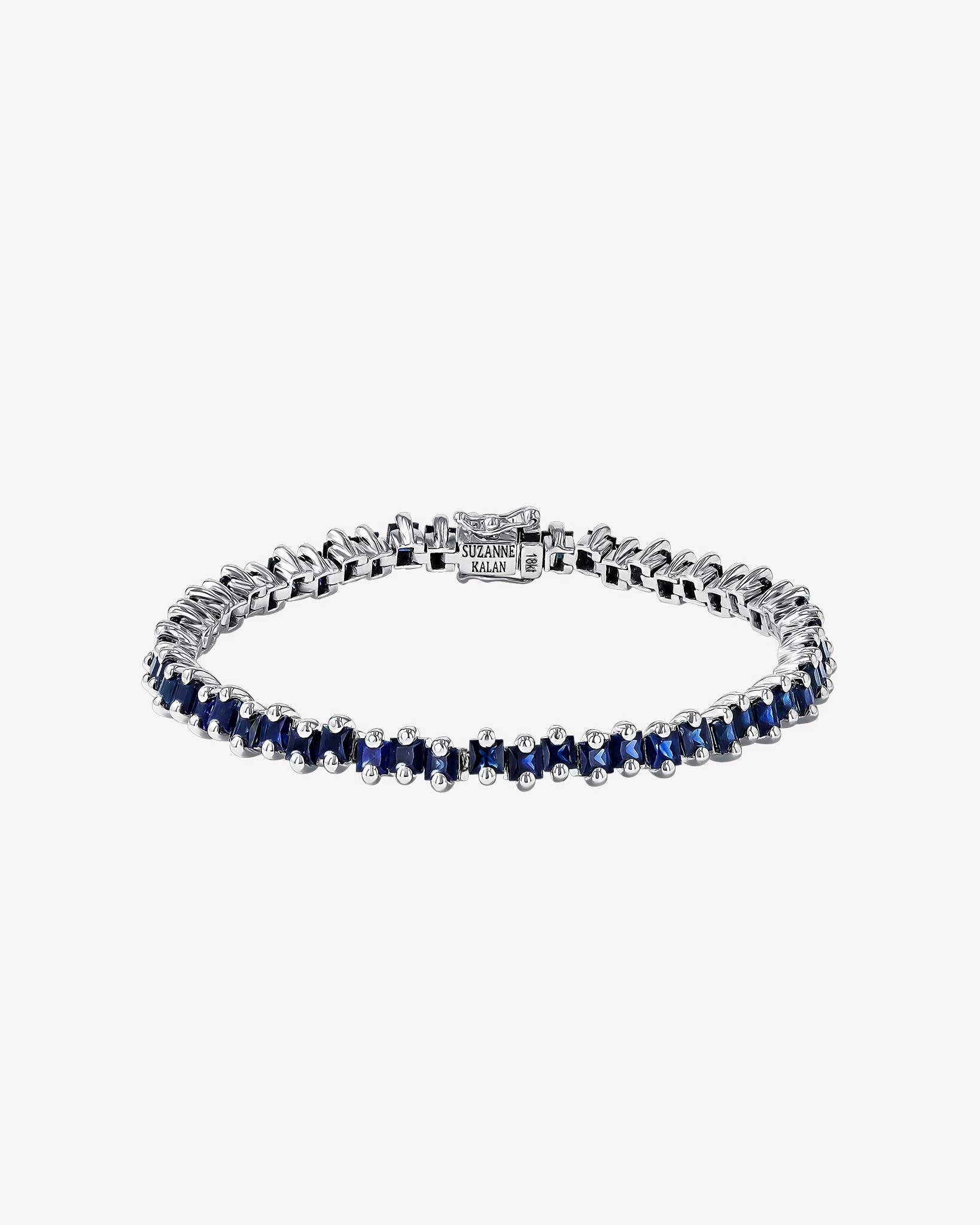 Suzanne Kalan Princess Milli Dark Blue Sapphire Tennis Bracelet in 18k white gold