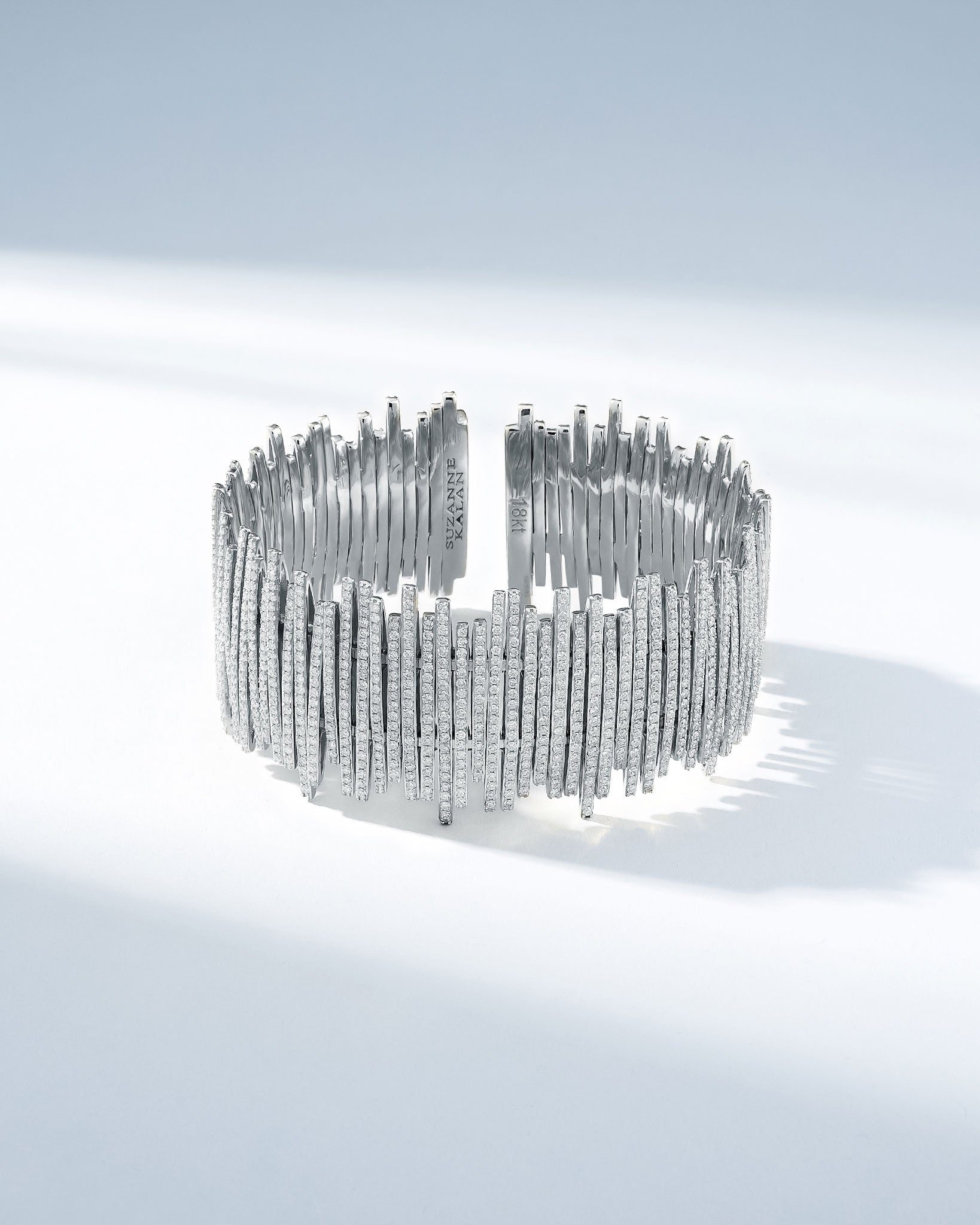 Suzanne Kalan Classic Gold Full Pave Cuff in 18k white gold