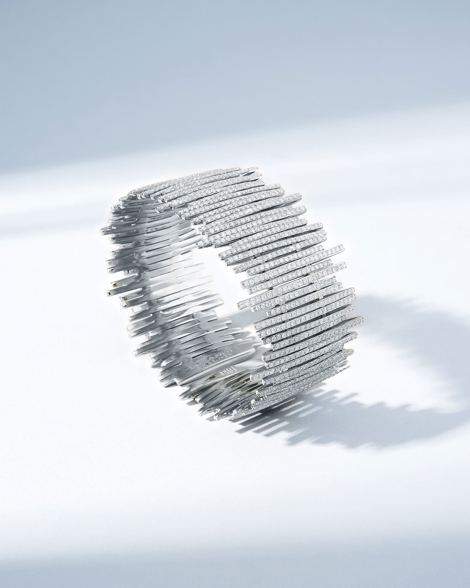 Suzanne Kalan Classic Gold Full Pave Cuff in 18k white gold