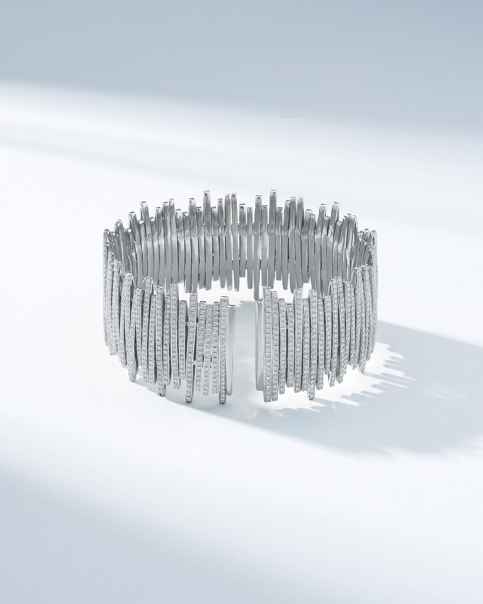 Suzanne Kalan Classic Gold Full Pave Cuff in 18k white gold