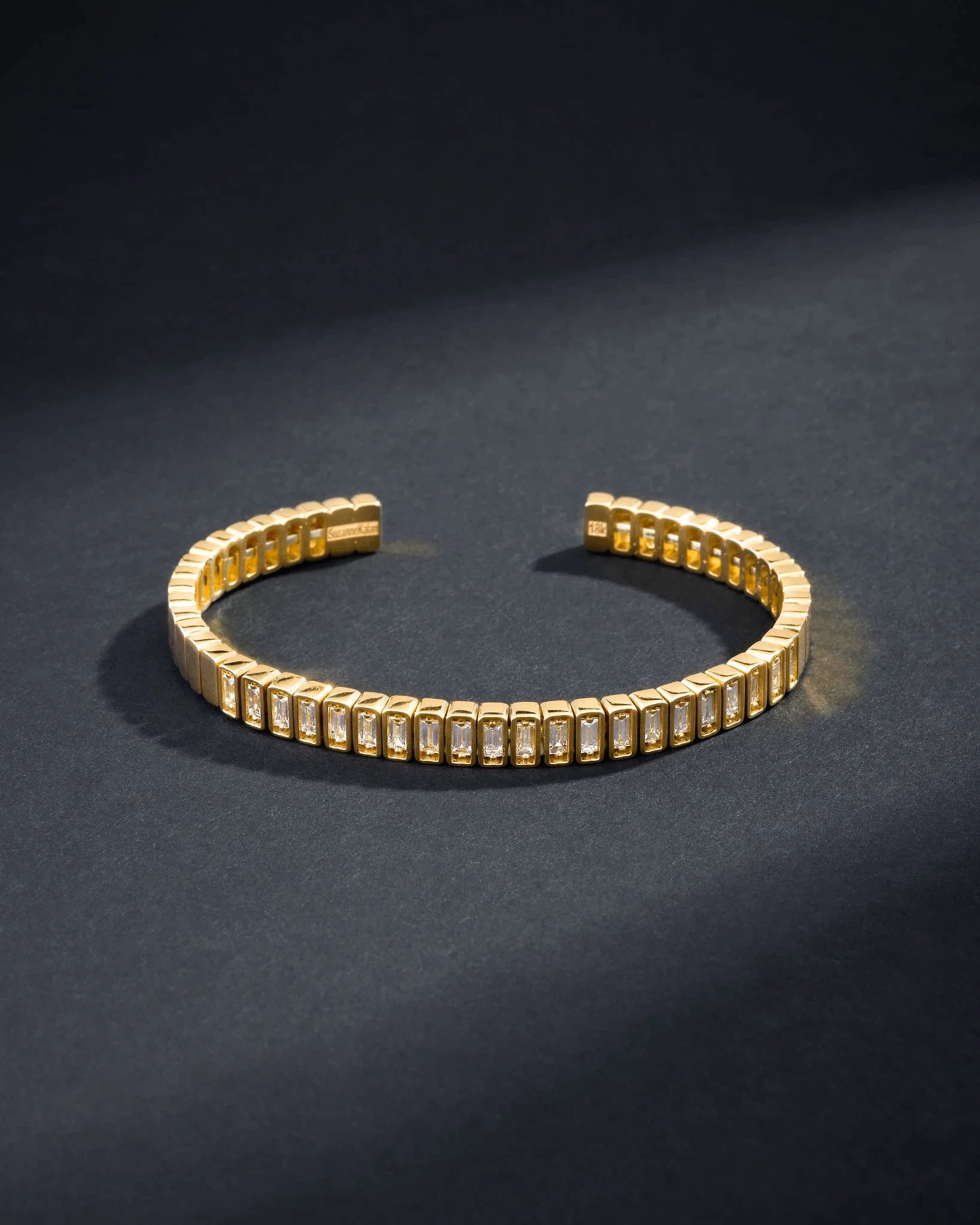 Suzanne Kalan Men's Inlay Large Vertical Diamond Bangle in 18k yellow gold