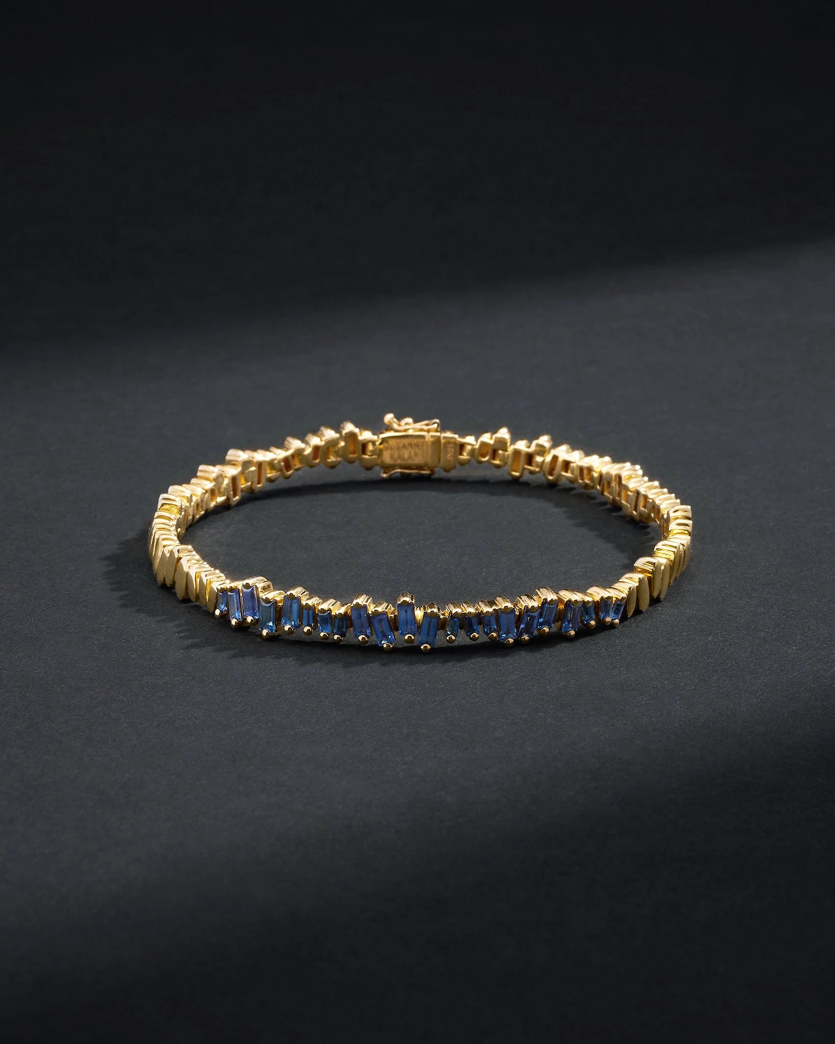 Suzanne Kalan Men's Golden Light Blue Sapphire ID Bracelet in 18k yellow gold
