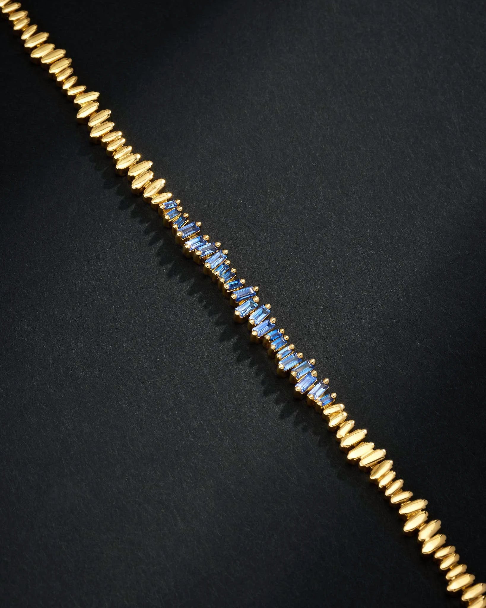 Suzanne Kalan Men's Golden Light Blue Sapphire ID Bracelet in 18k yellow gold