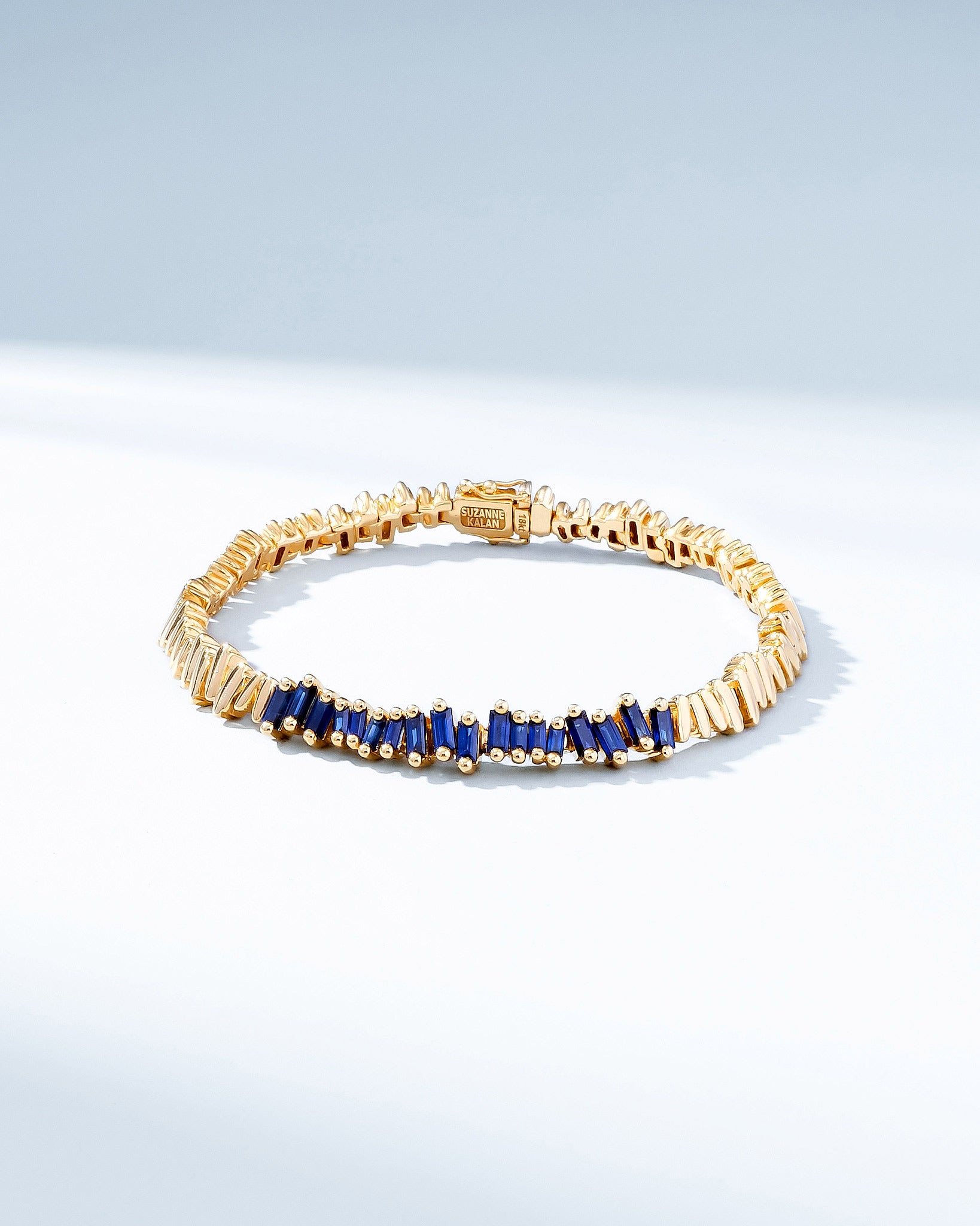 Suzanne Kalan Golden Dark Blue Sapphire ID Bracelet in 18k yellow gold