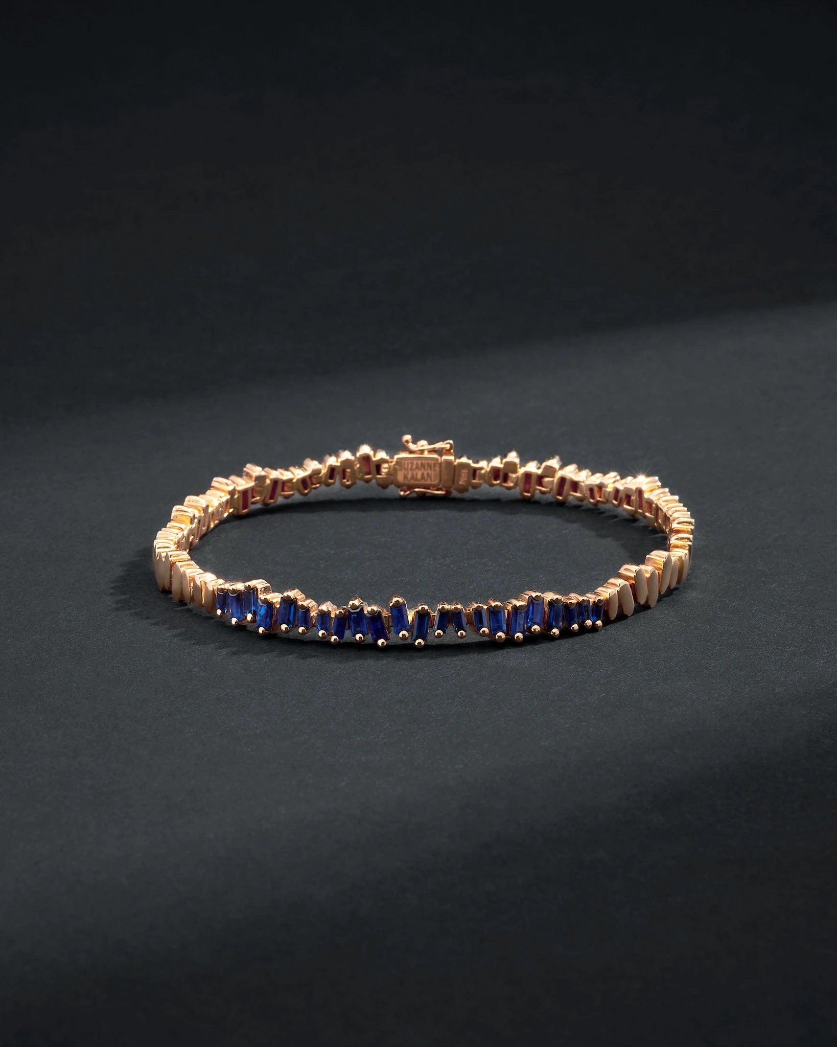 Suzanne Kalan Men's Golden Dark Blue Sapphire ID Bracelet in 18k rose gold