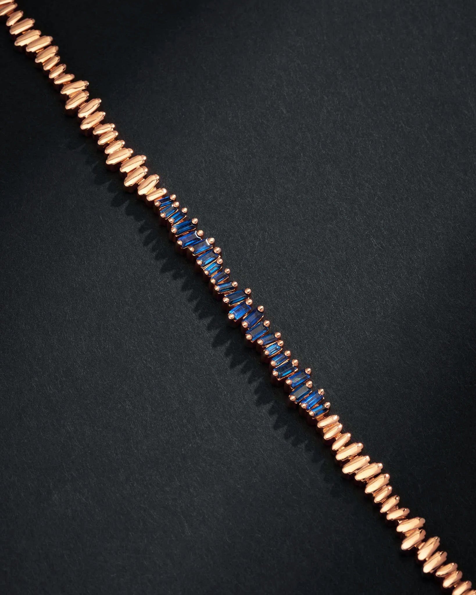 Suzanne Kalan Men's Golden Dark Blue Sapphire ID Bracelet in 18k rose gold