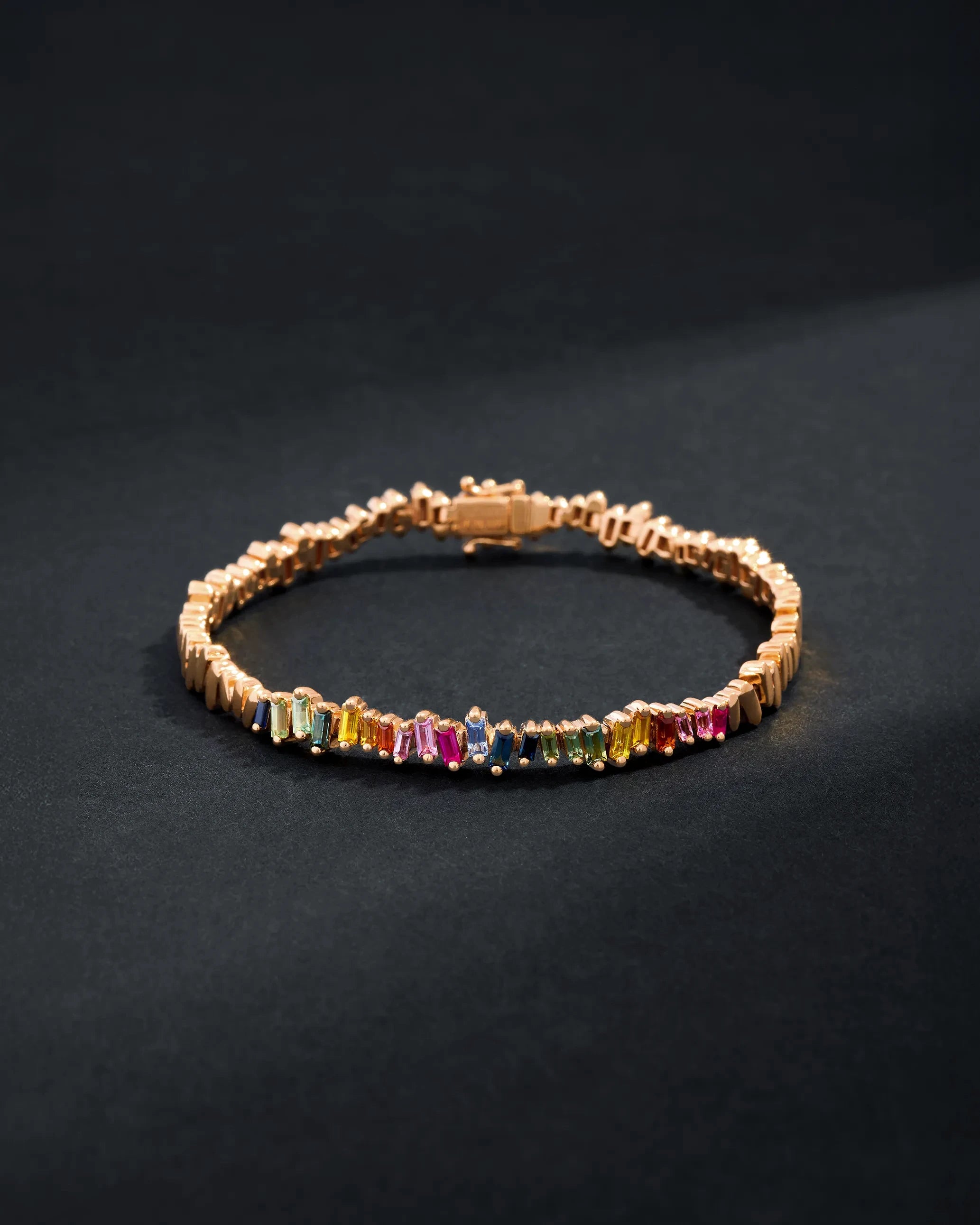 Suzanne Kalan Men's Golden Rainbow Sapphire ID Bracelet in 18k rose gold