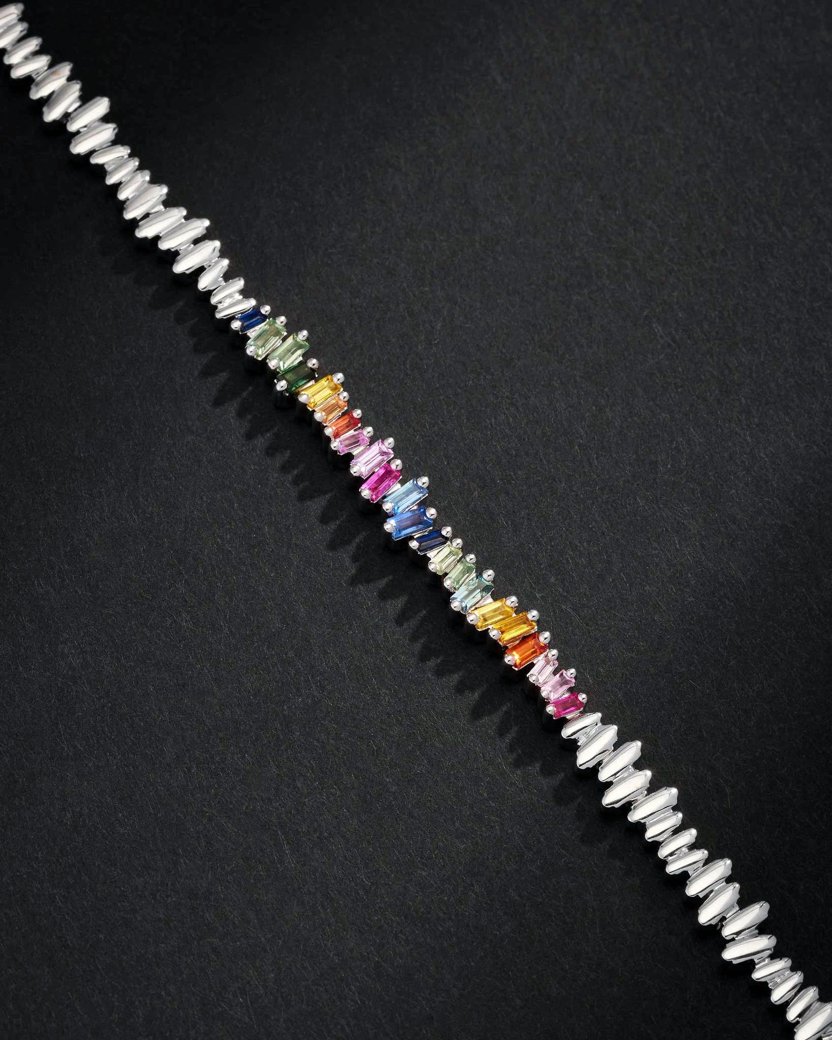 Suzanne Kalan Men's Golden Rainbow Sapphire ID Bracelet in 18k white gold