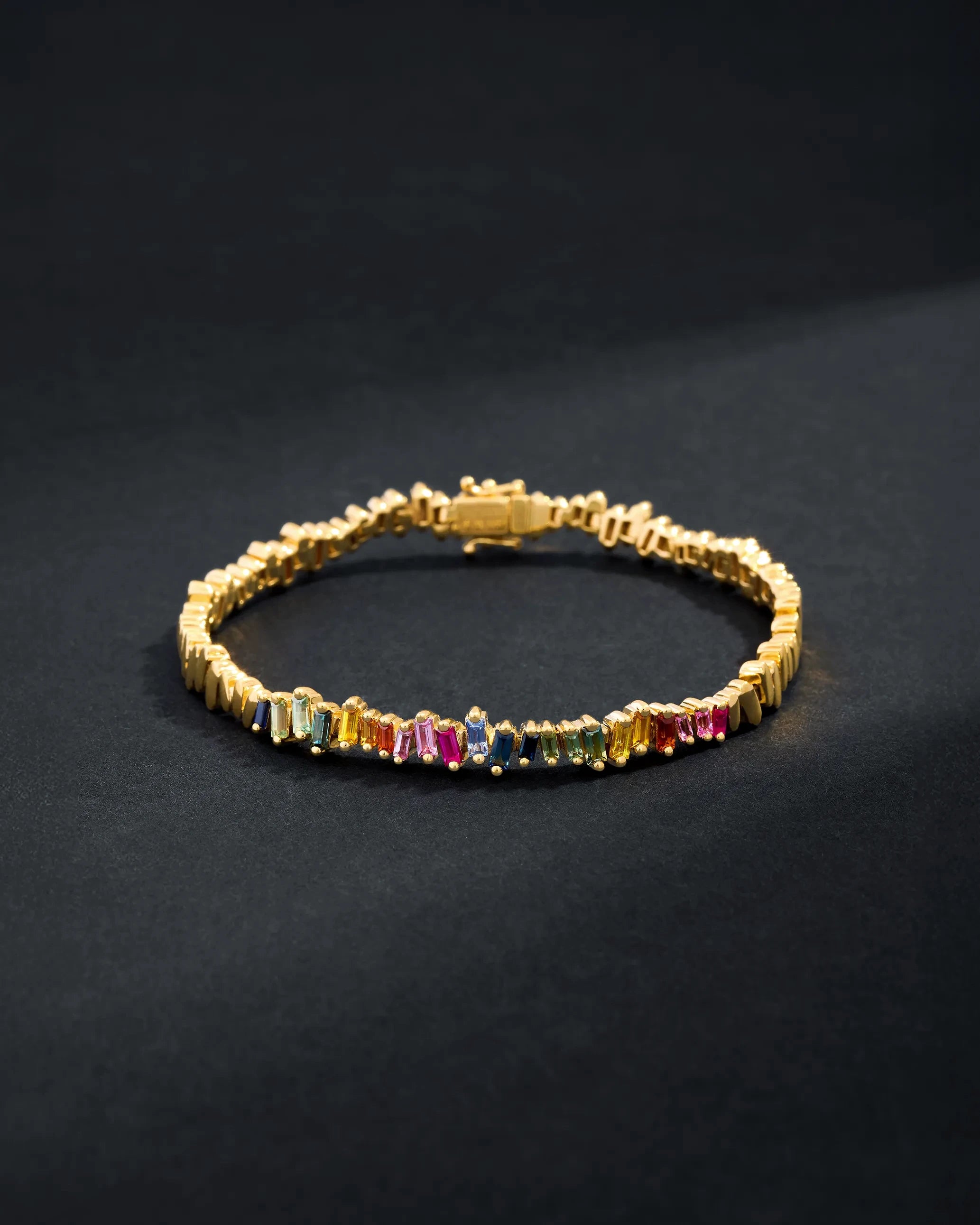 Suzanne Kalan Men's Golden Rainbow Sapphire ID Bracelet in 18k yellow gold