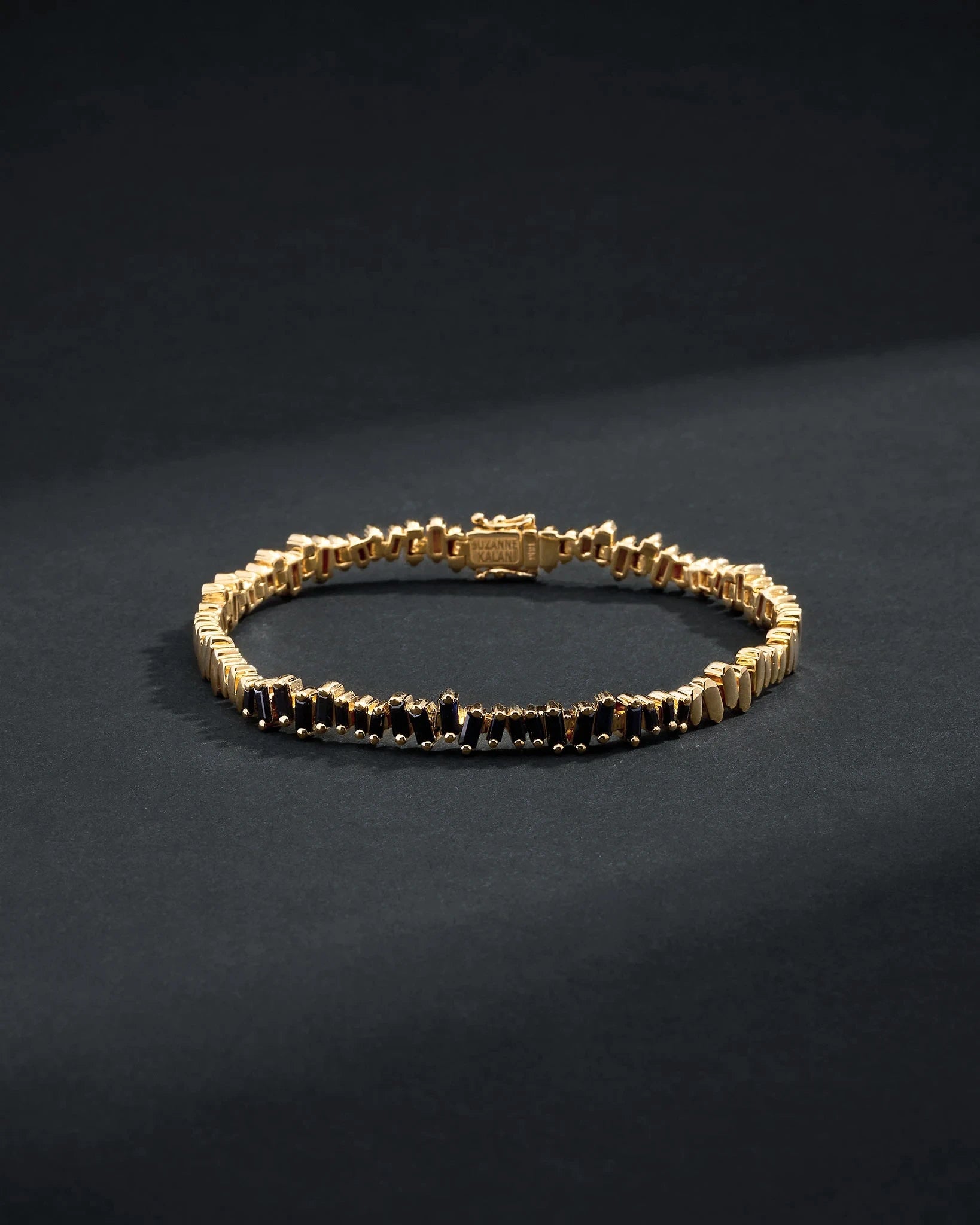 Suzanne Kalan Men's Golden Black Sapphire ID Bracelet in 18k yellow gold