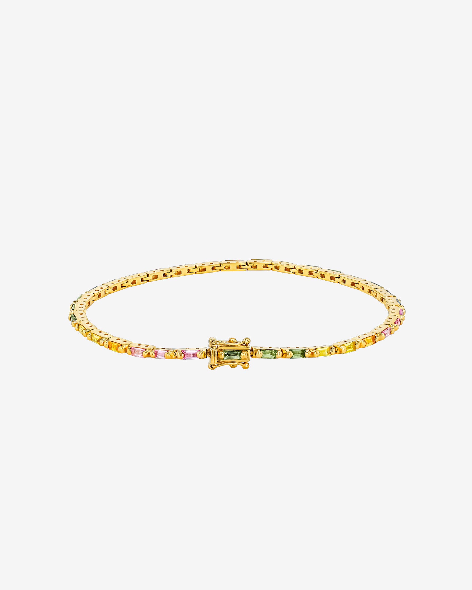 Suzanne Kalan Linear Pastel Sapphire Tennis Bracelet in 18k yellow gold