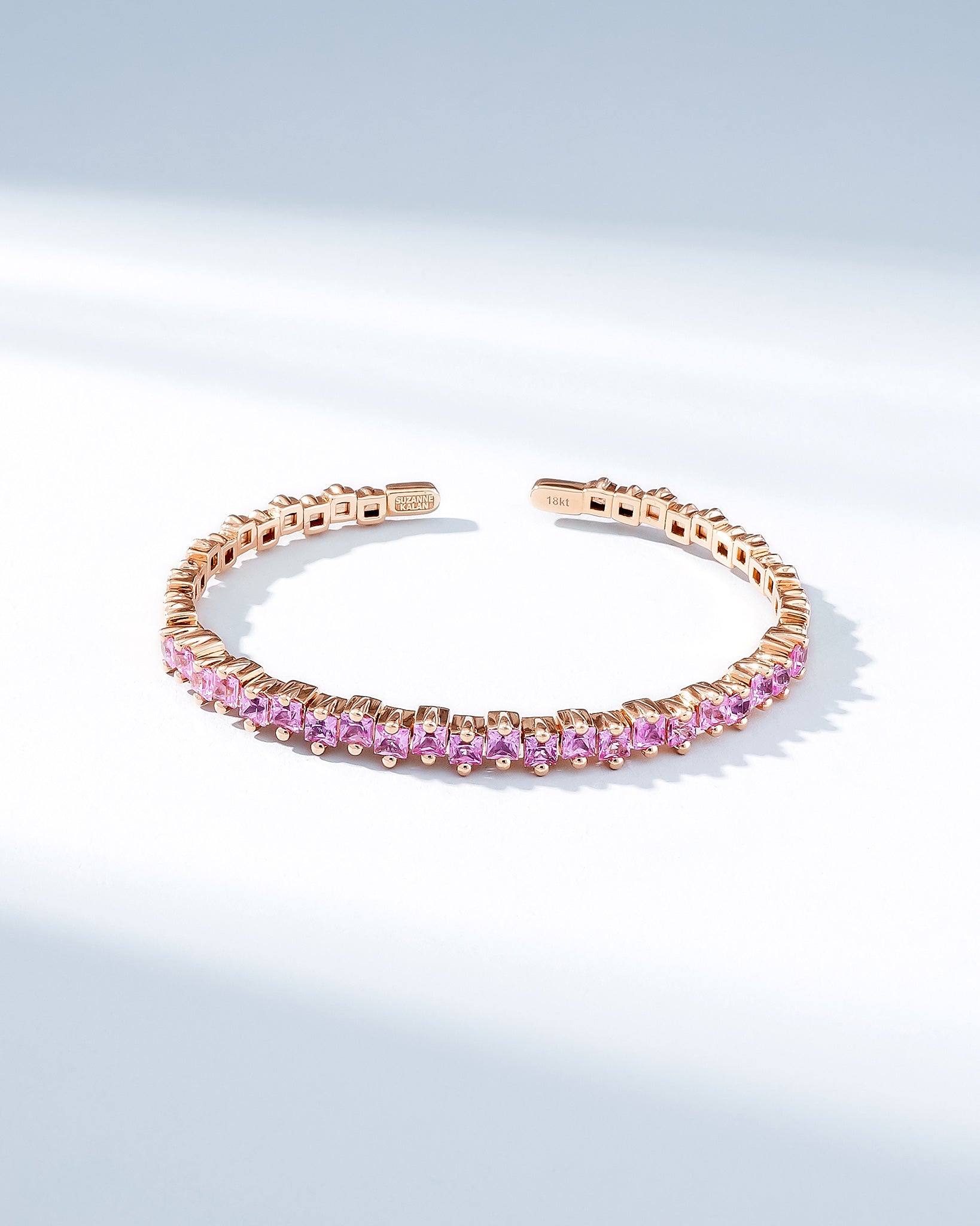 Suzanne Kalan Princess Staggered Pink Sapphire Bangle in 18k rose gold