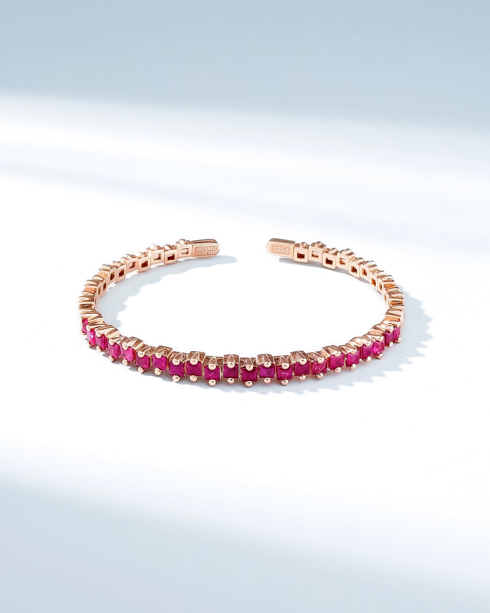 Kalan By Suzanne Kalan Princess Staggered Ruby Bangle in 18k rose gold