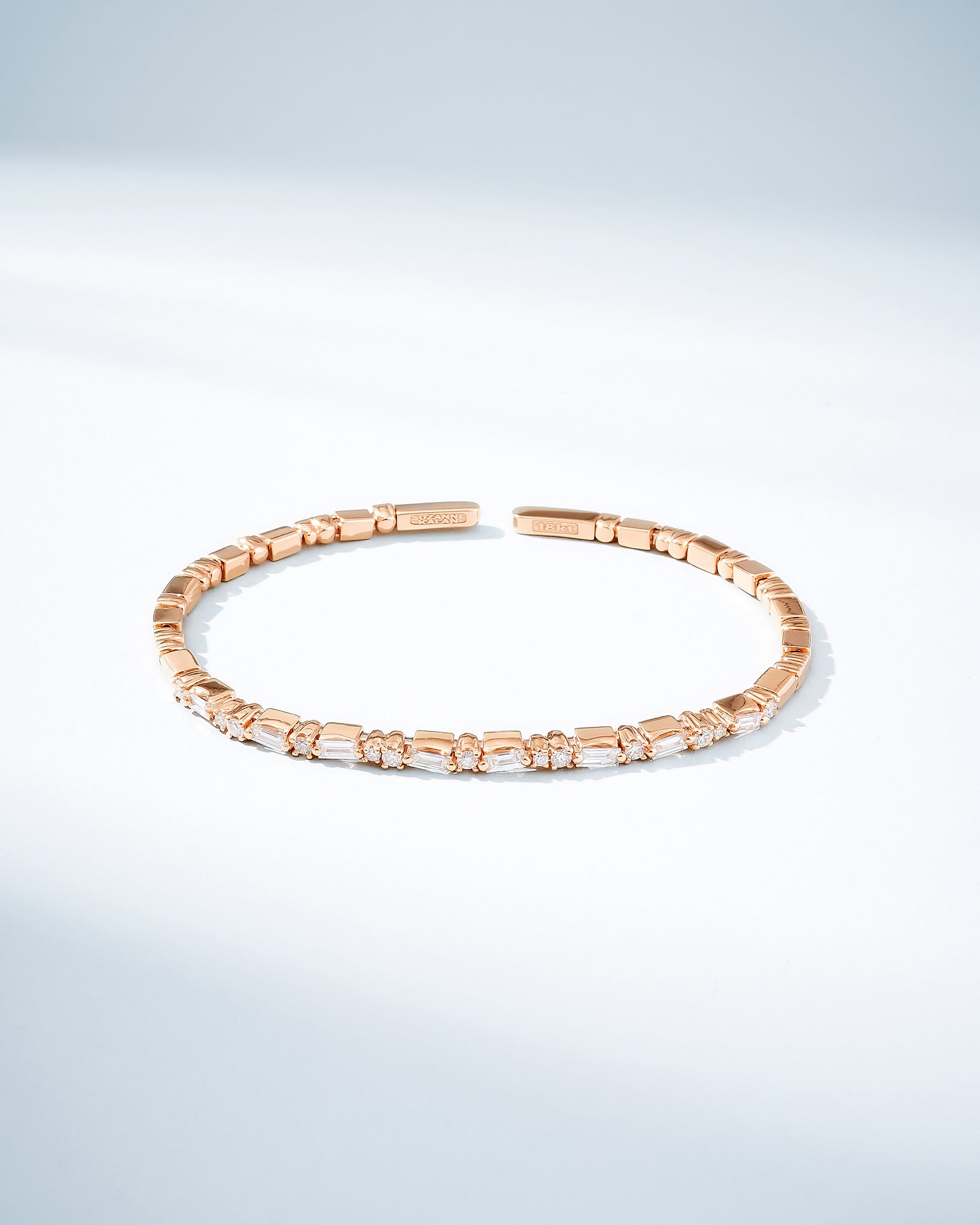 Suzanne Kalan Thin Mix Diamond Bangle in 18k rose gold