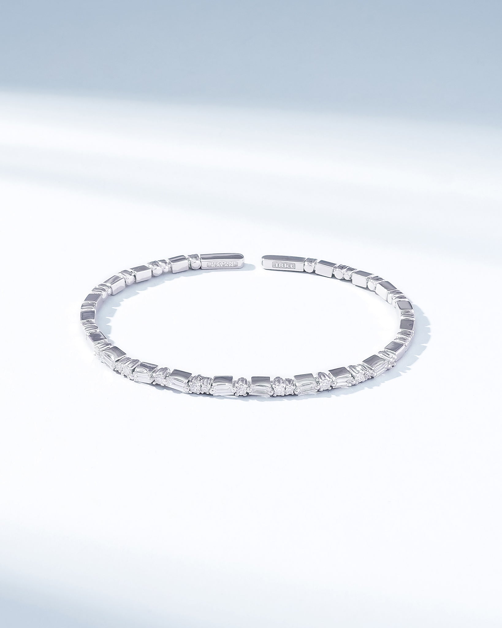 Suzanne Kalan Thin Mix Diamond Bangle in 18k white gold