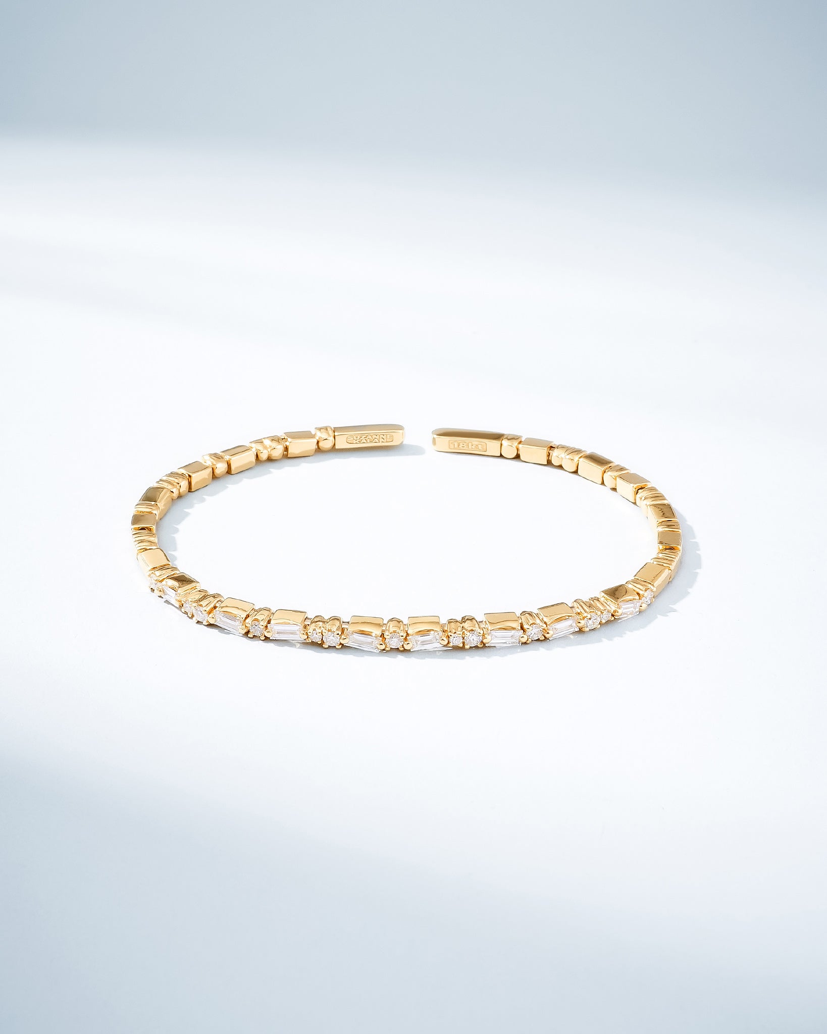 Suzanne Kalan Thin Mix Diamond Bangle in 18k yellow gold