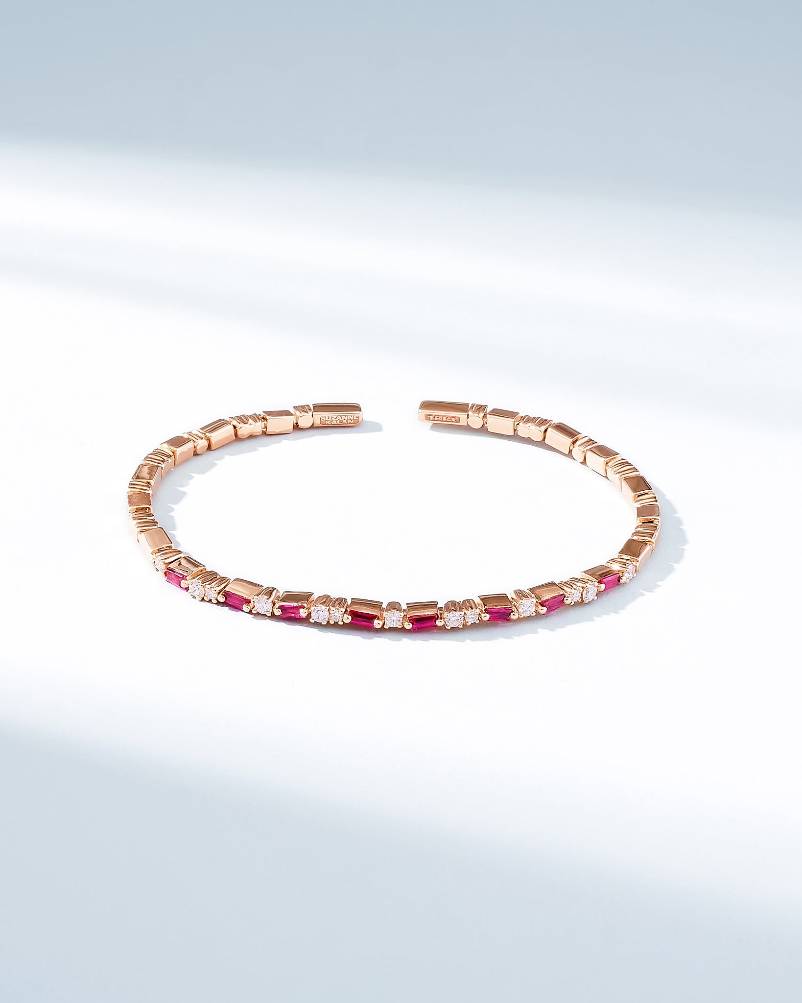 Suzanne Kalan Thin Mix Ruby Bangle in 18k rose gold