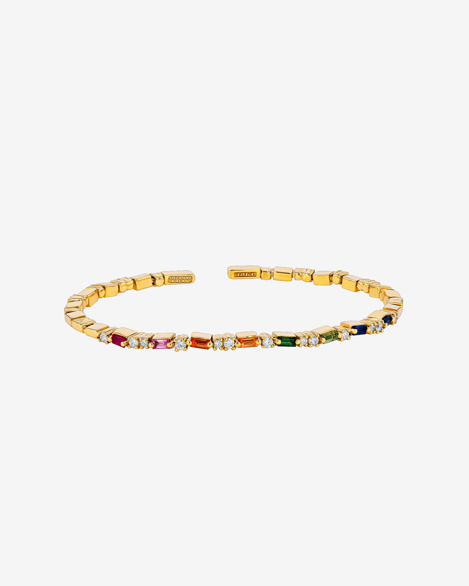 Suzanne Kalan Thin Mix Rainbow Sapphire Bangle in 18k yellow gold
