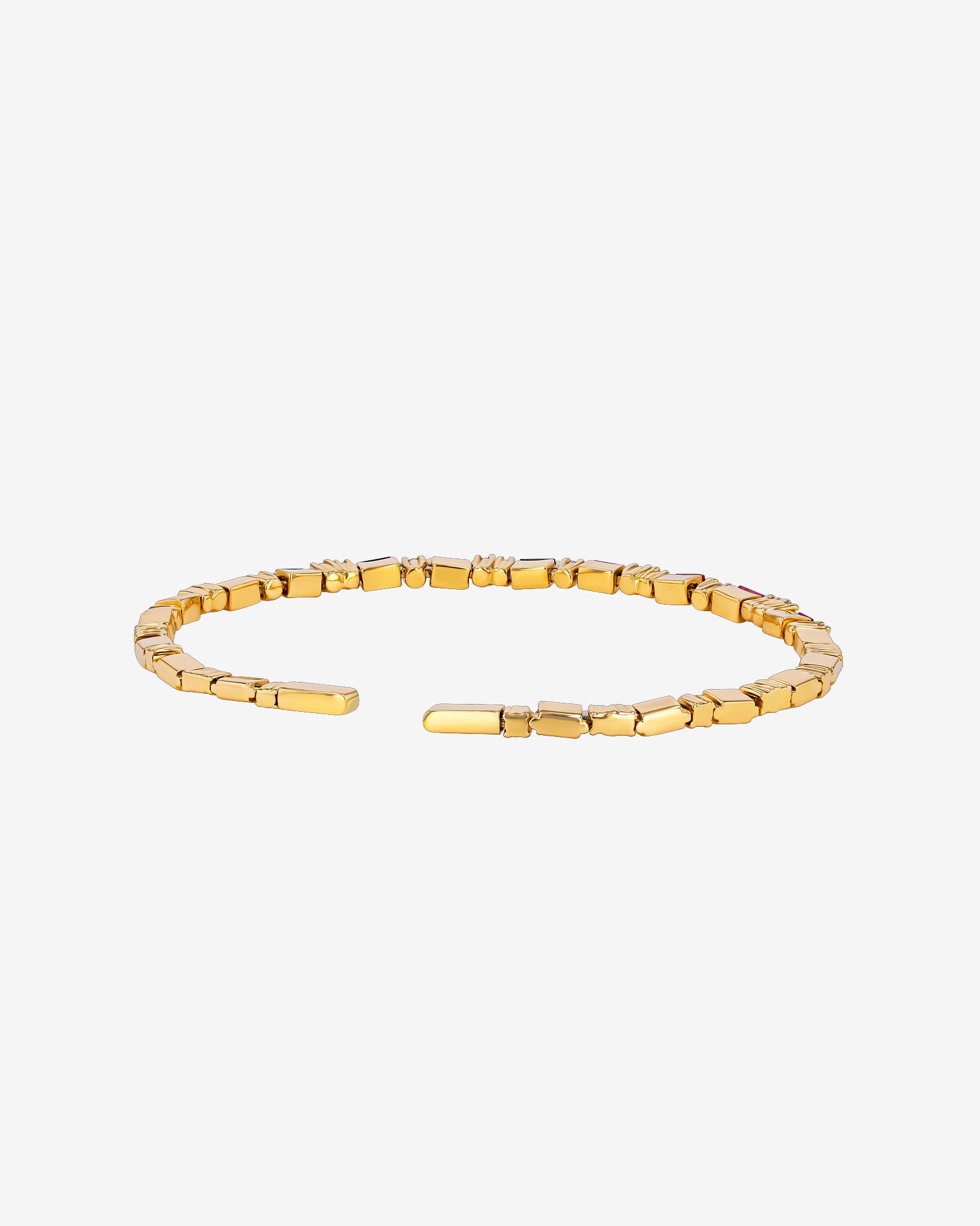 Suzanne Kalan Thin Mix Rainbow Sapphire Bangle in 18k yellow gold