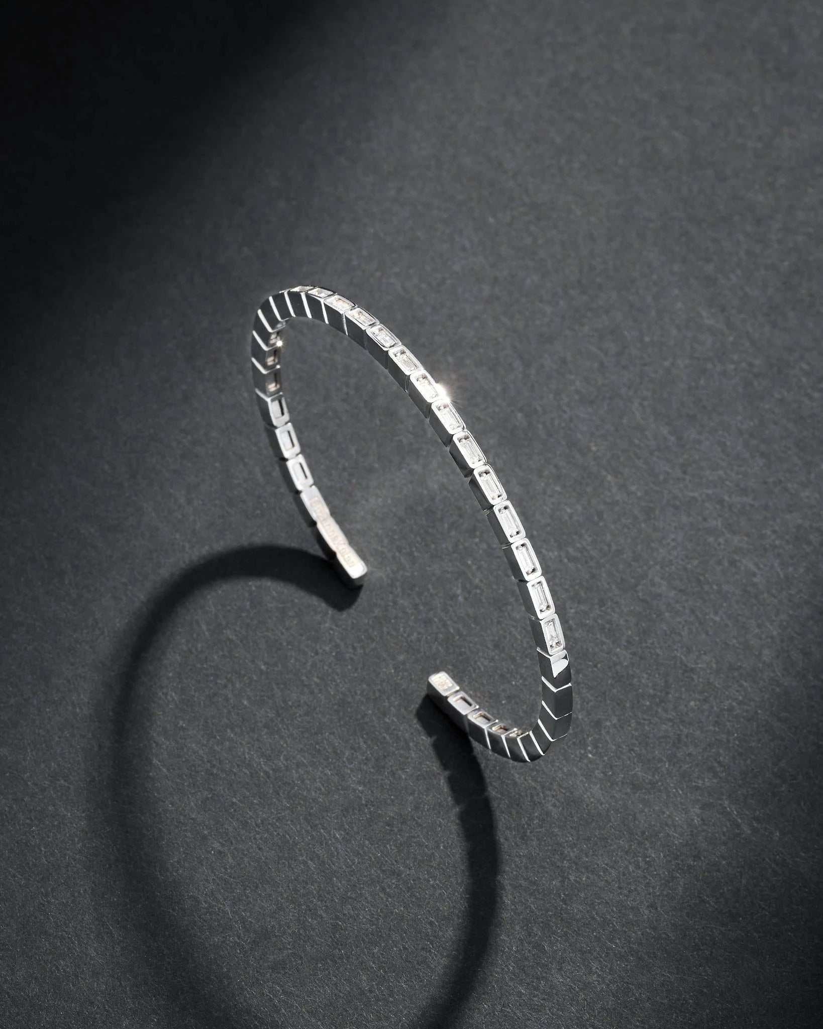 Suzanne Kalan Men's Inlay Small Horizontal Diamond Bangle in 18k white gold