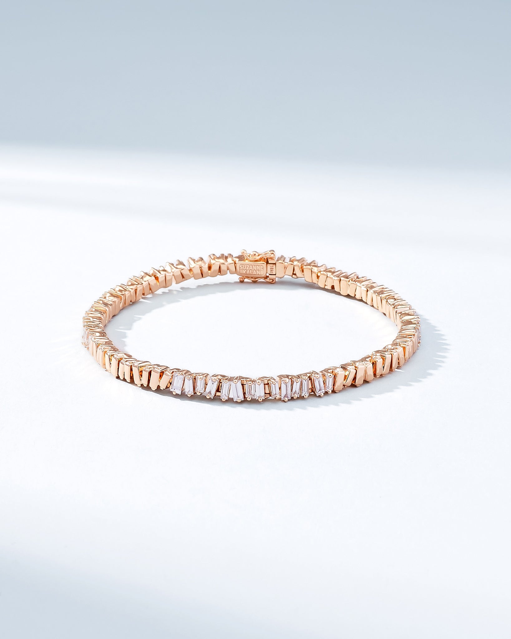 Suzanne Kalan Classic Diamond 50/50 Tennis Bracelet in 18k rose gold