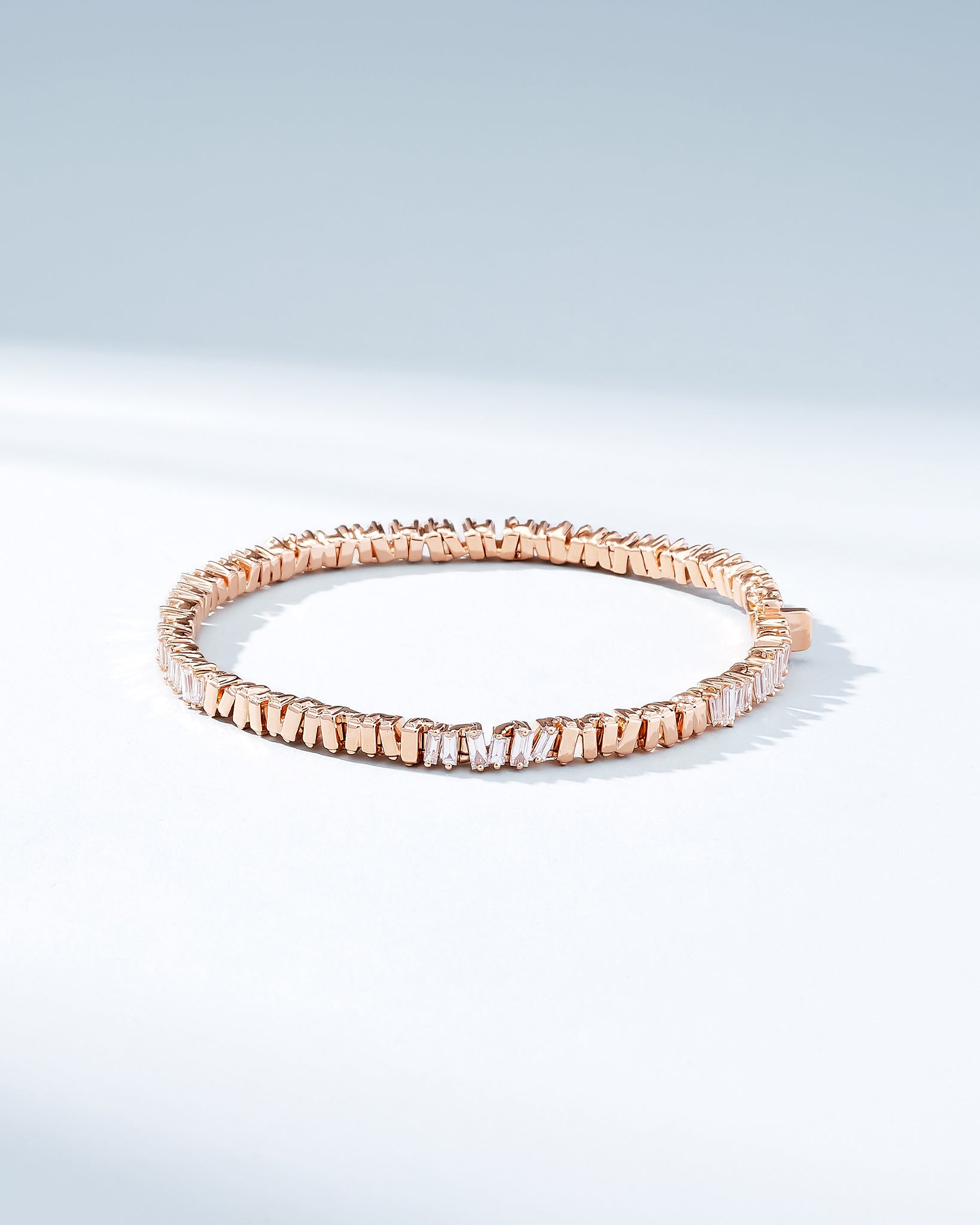 Suzanne Kalan Classic Diamond 50/50 Tennis Bracelet in 18k rose gold