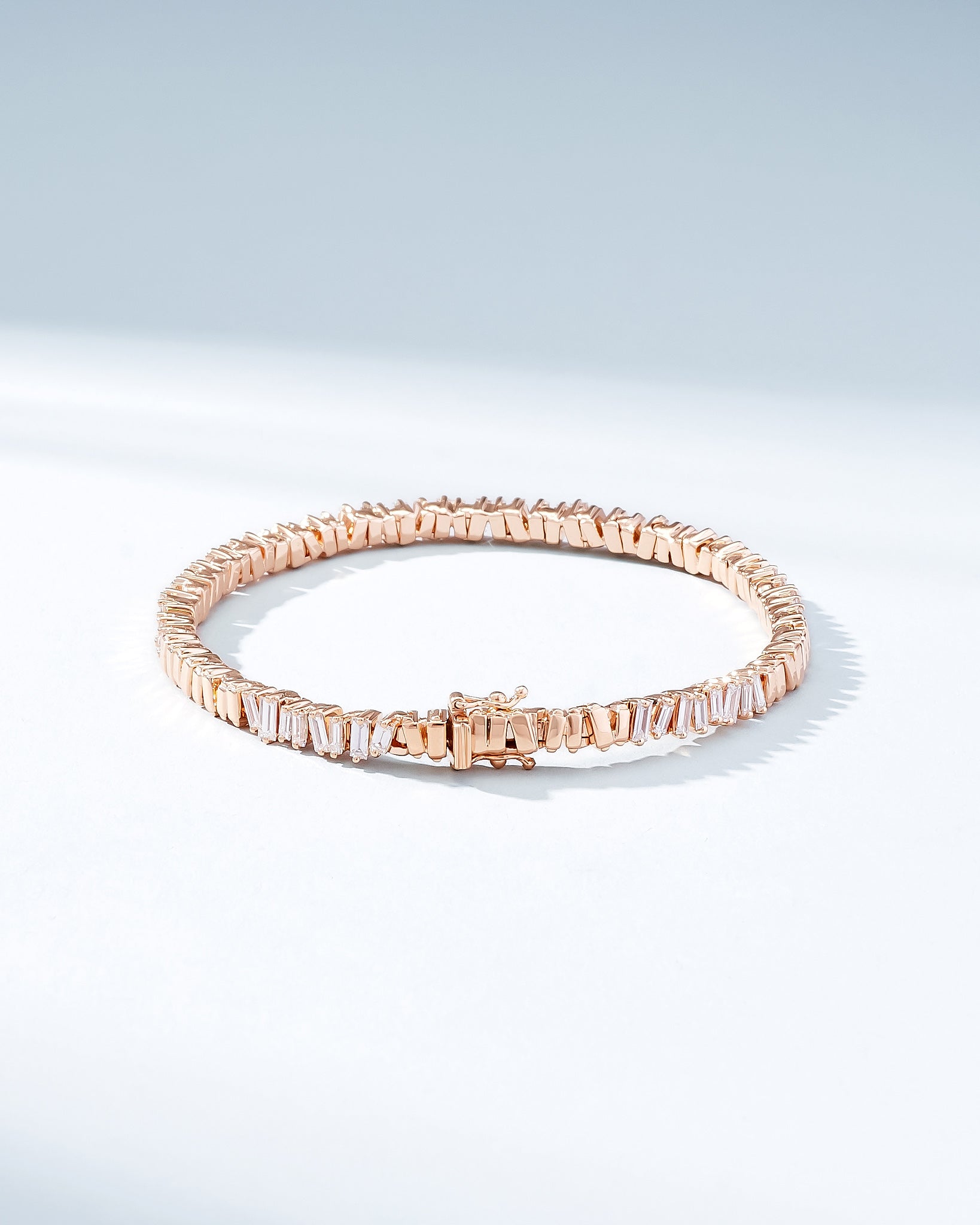 Suzanne Kalan Classic Diamond 50/50 Tennis Bracelet in 18k rose gold