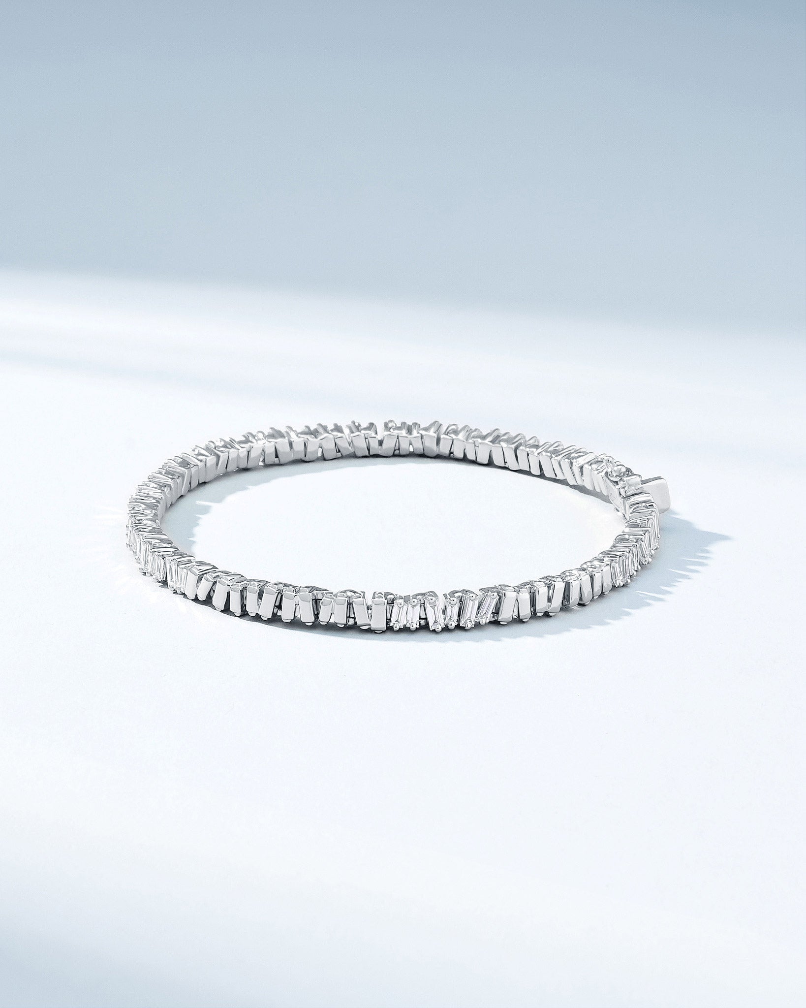 Suzanne Kalan Classic Diamond 50/50 Tennis Bracelet in 18k white gold