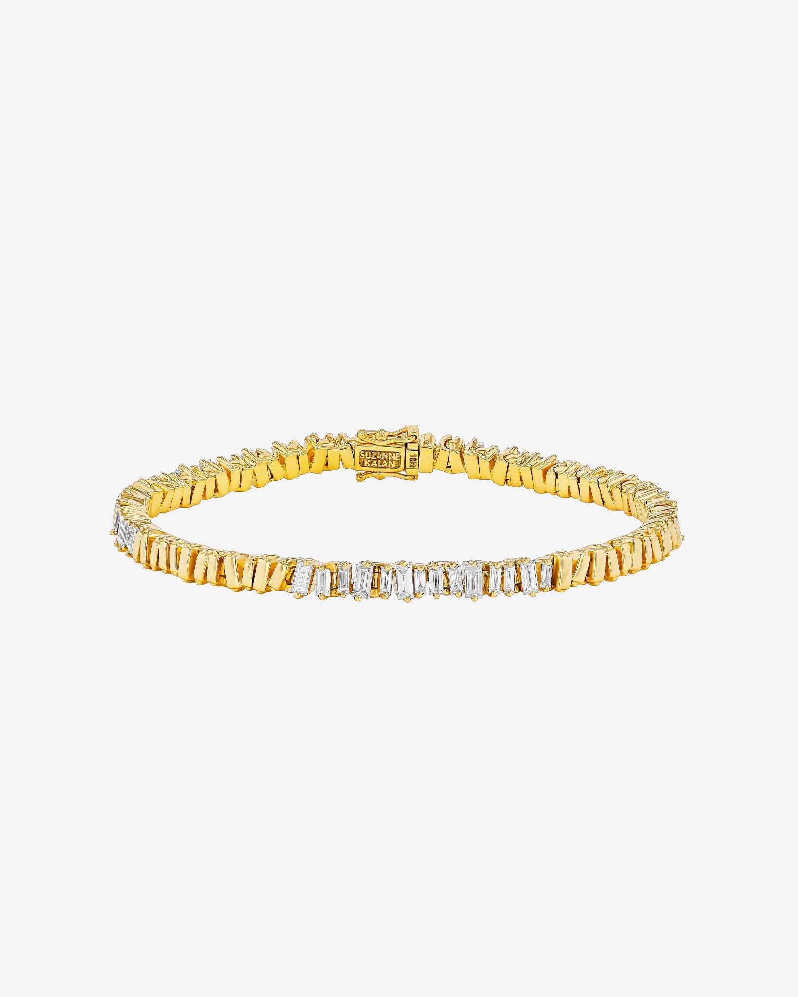 Suzanne Kalan Classic Diamond 50/50 Tennis Bracelet in 18k yellow gold