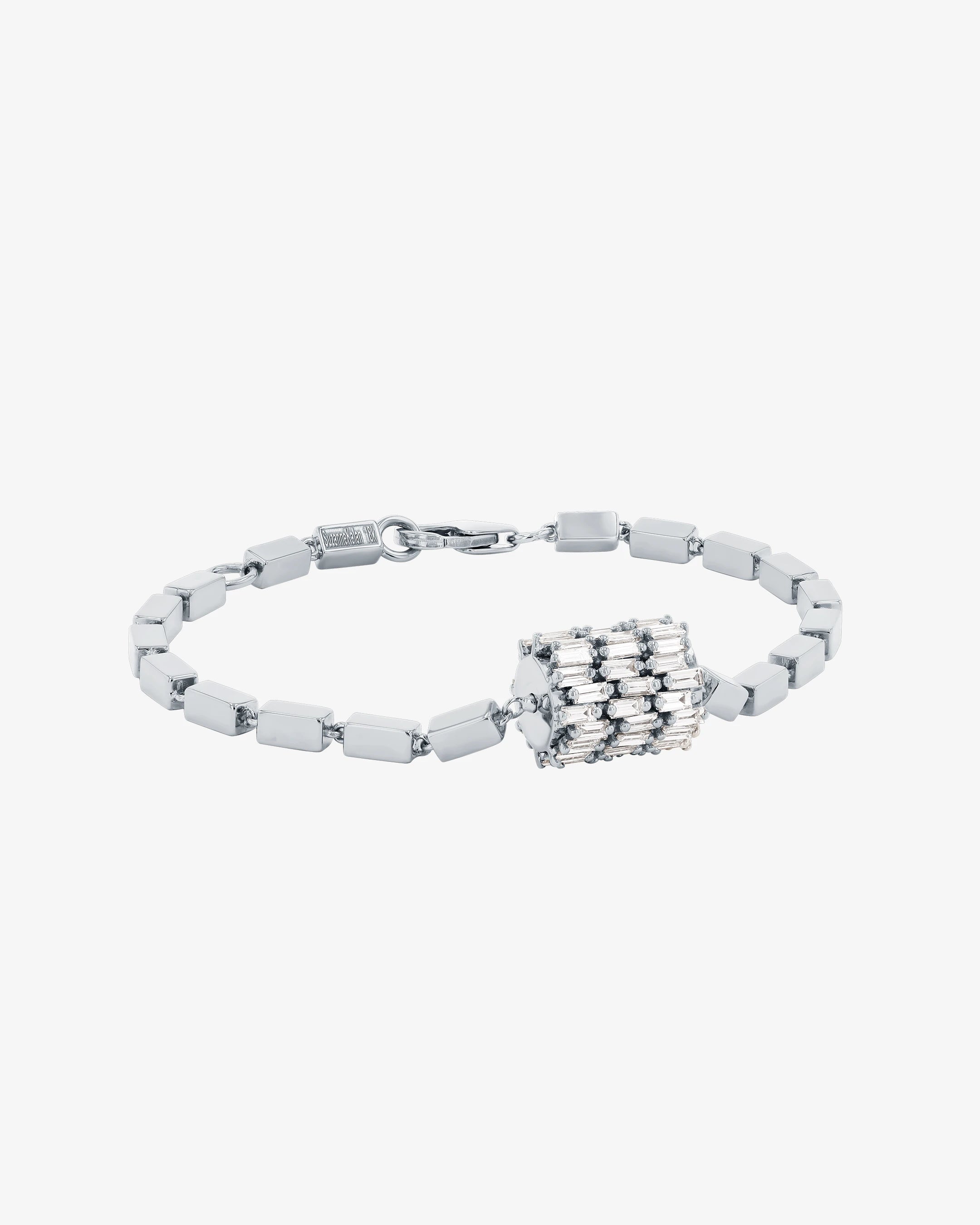 Suzanne Kalan Infinite Triple Row Diamond Thick Block-Chain Bracelet in 18k white gold