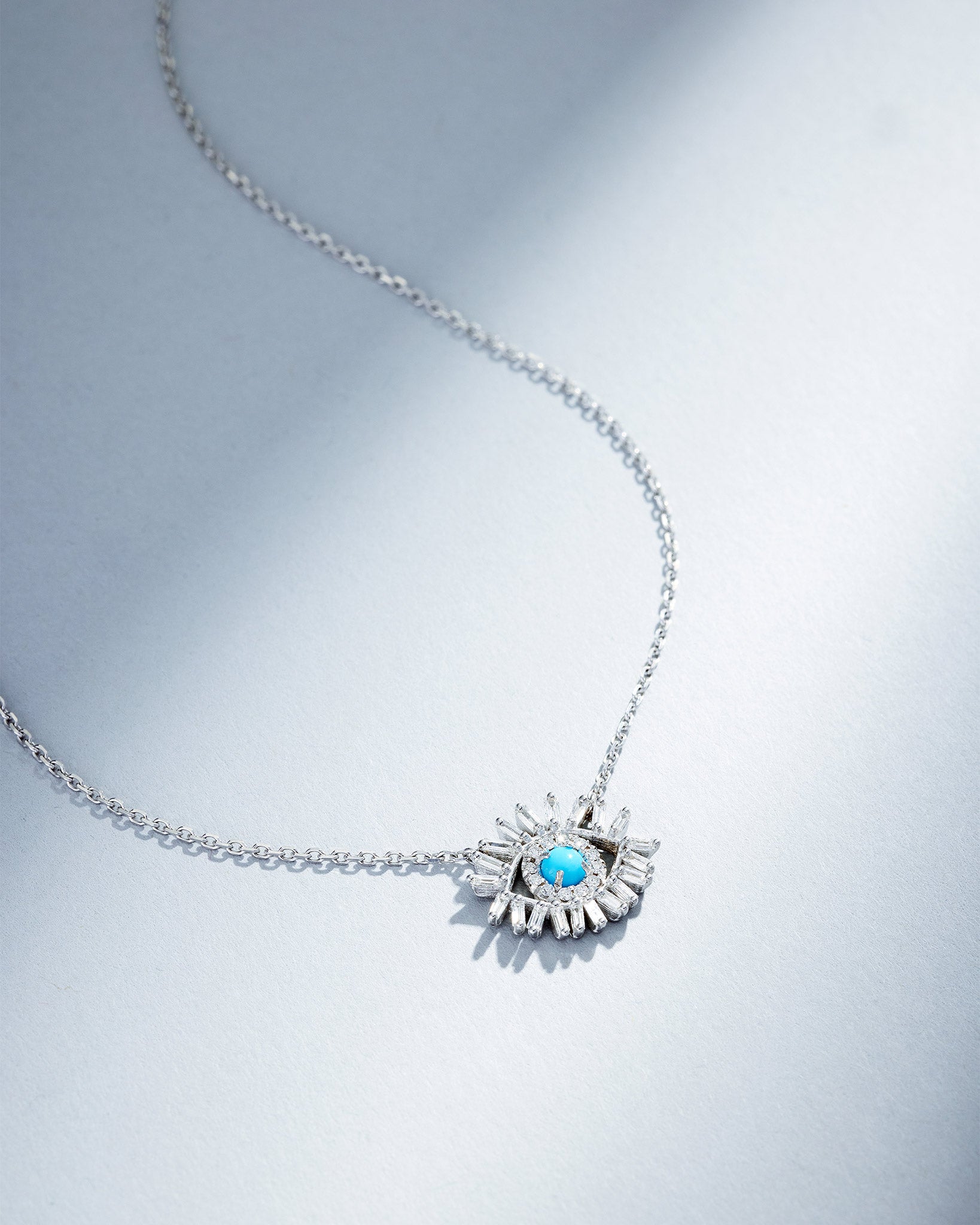Suzanne Kalan Evil Eye Mini Turquoise Pendant in 18k white gold